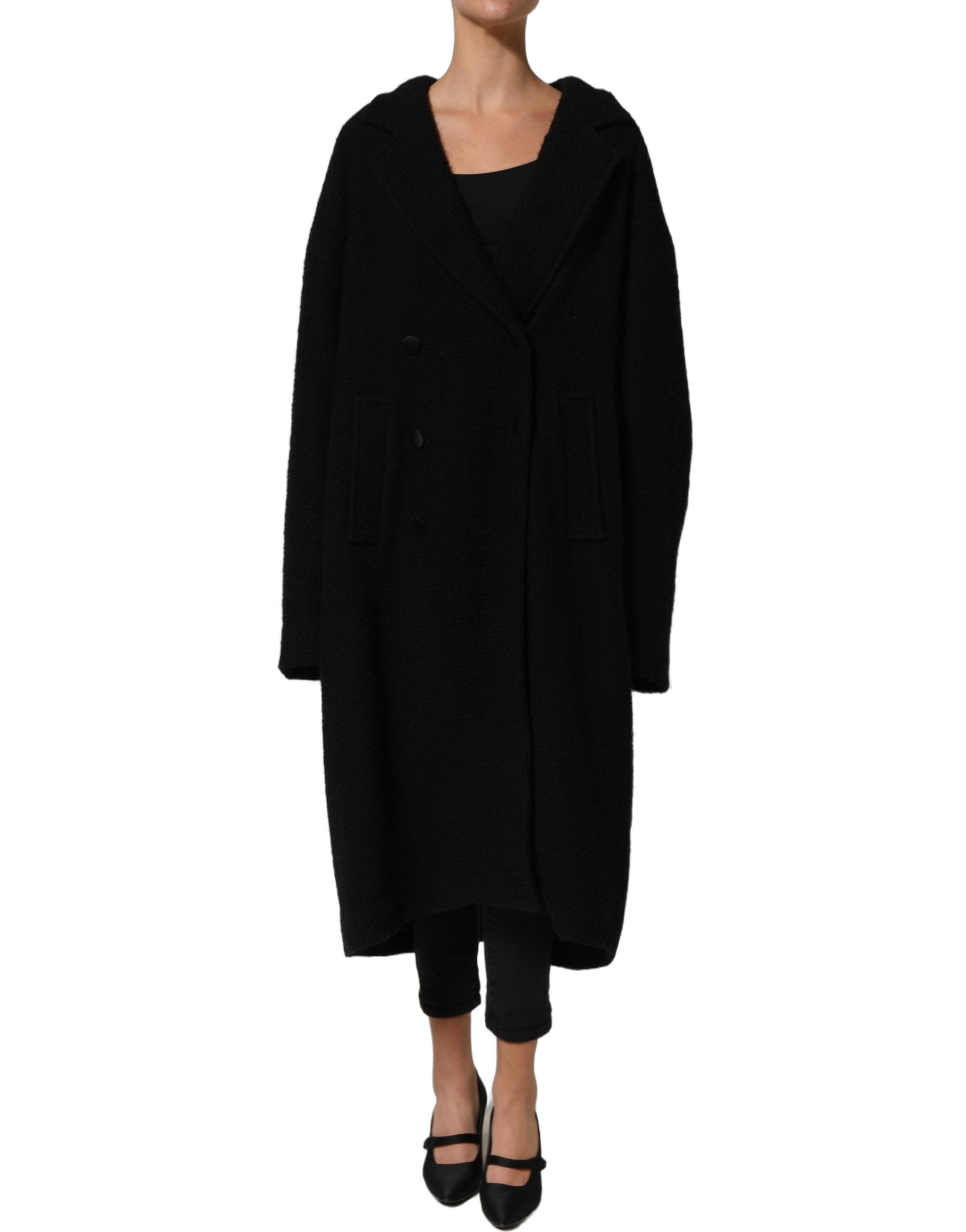 Dolce & Gabbana Black Double Breasted Men Trench Coat Jacket Dolce & Gabbana