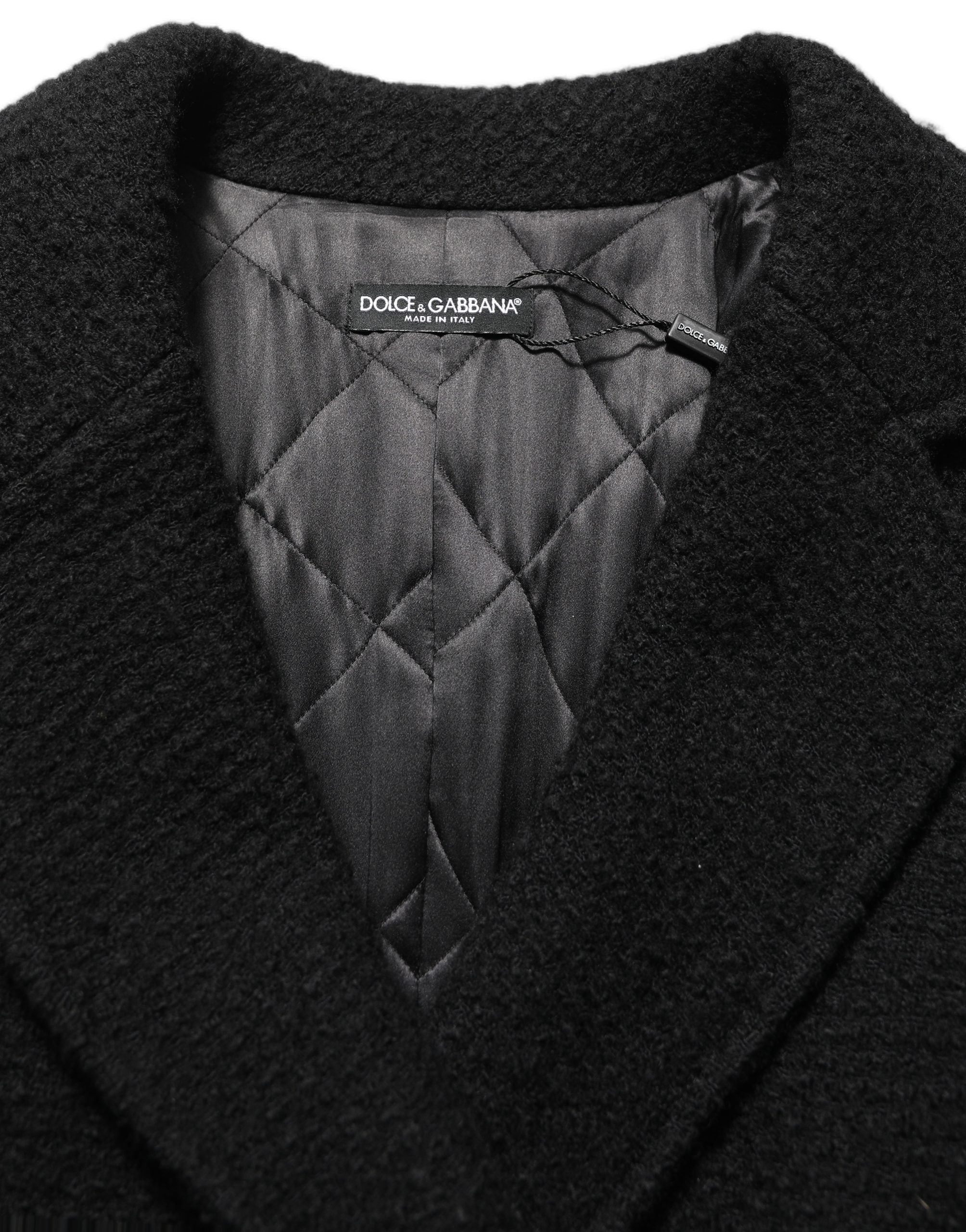 Dolce & Gabbana Black Double Breasted Men Trench Coat Jacket Dolce & Gabbana