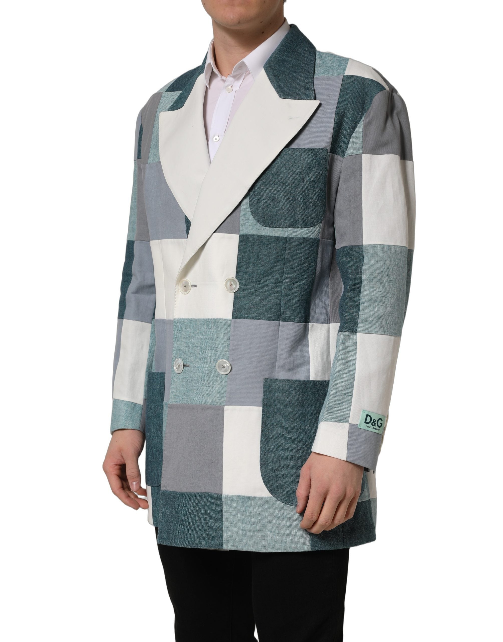 Dolce & Gabbana Multicolor Patchwork Linen Double Breasted Jacket Dolce & Gabbana