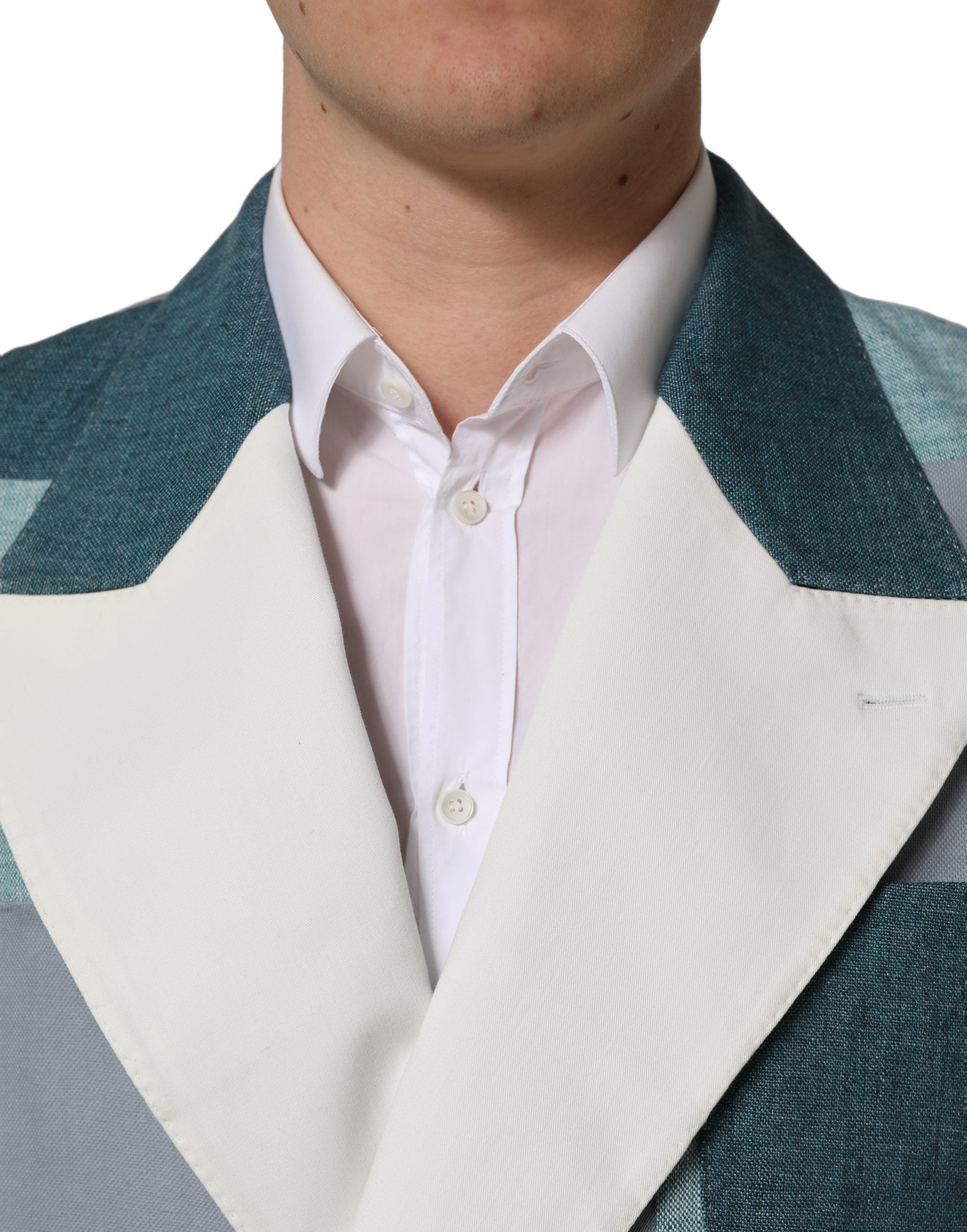Dolce & Gabbana Multicolor Patchwork Linen Double Breasted Jacket Dolce & Gabbana