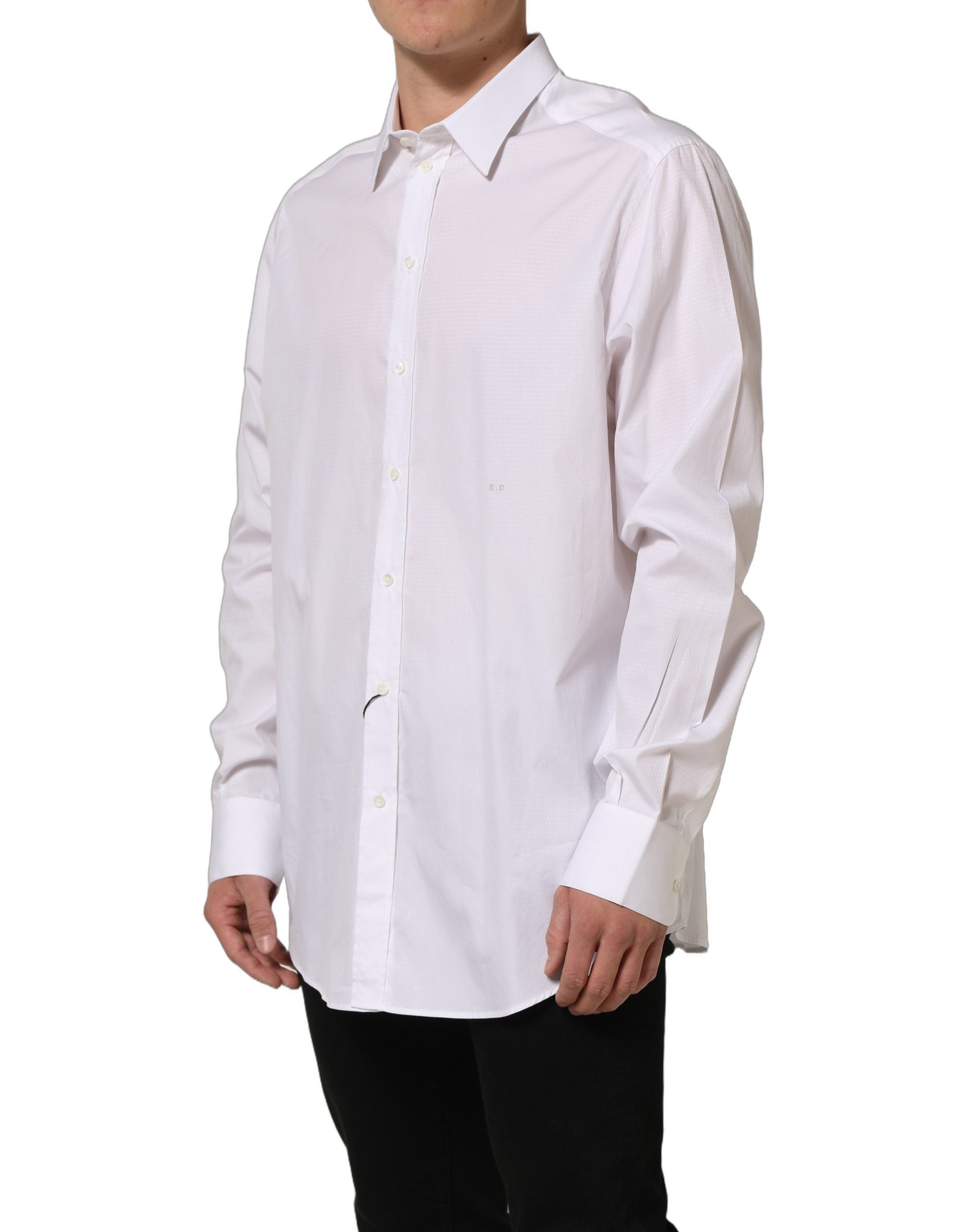 Dolce & Gabbana White Cotton Long Sleeves Men Dress Shirt Dolce & Gabbana