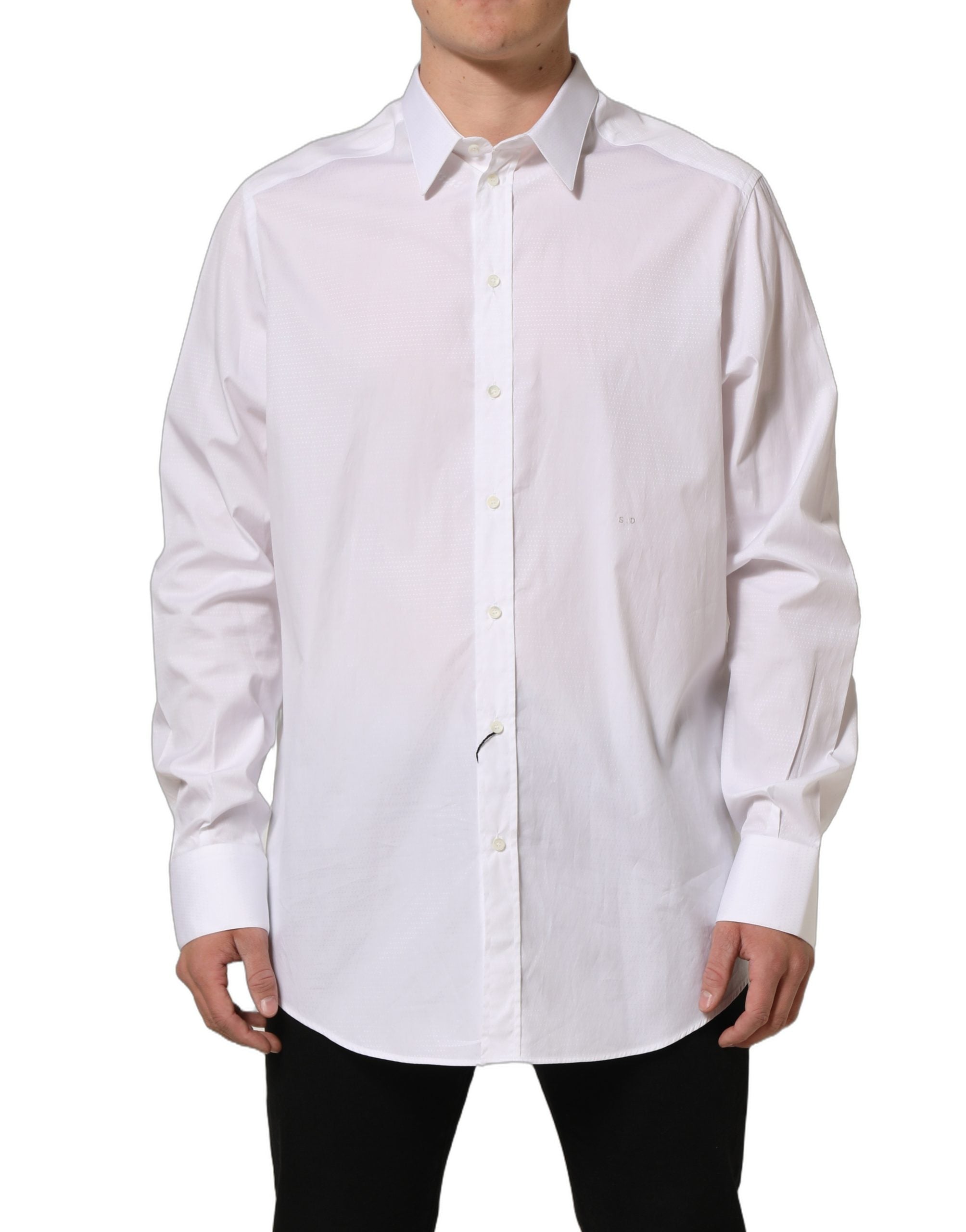 Dolce & Gabbana White Cotton Long Sleeves Men Dress Shirt Dolce & Gabbana