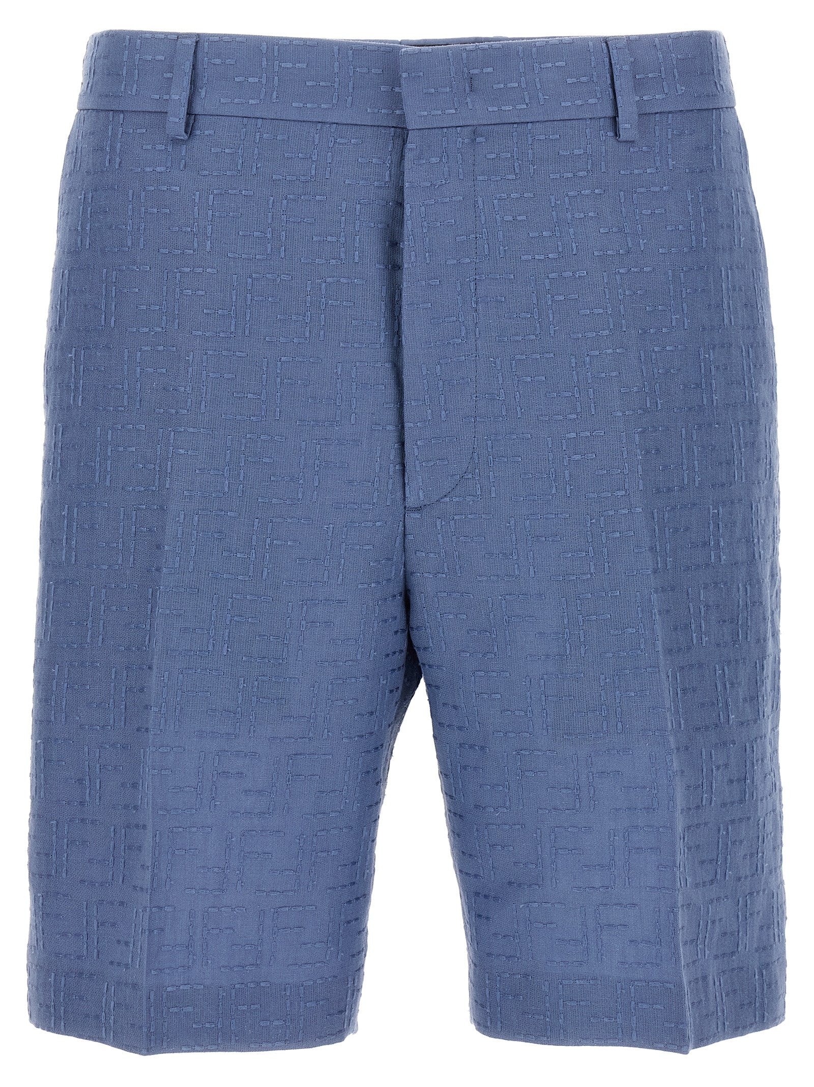 Fendi Blue Linen Bermuda Shorts Fendi
