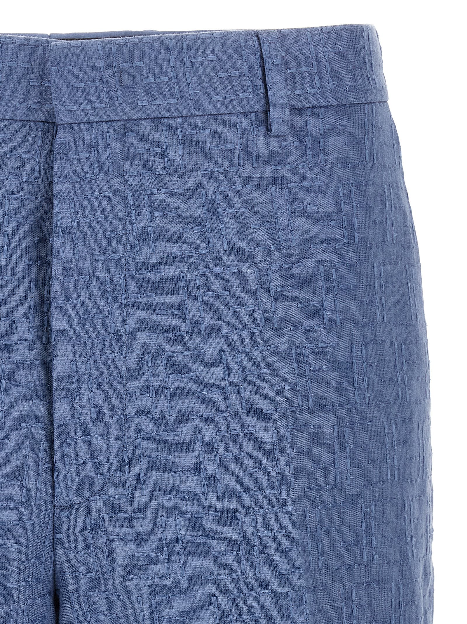 Fendi Blue Linen Bermuda Shorts Fendi