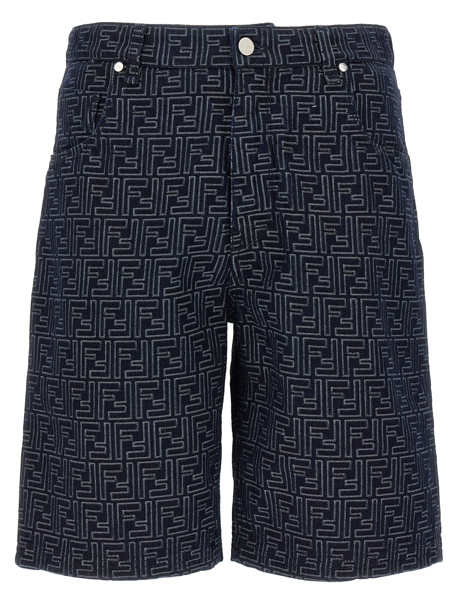 Fendi Blue Cotton Bermuda Shorts Fendi