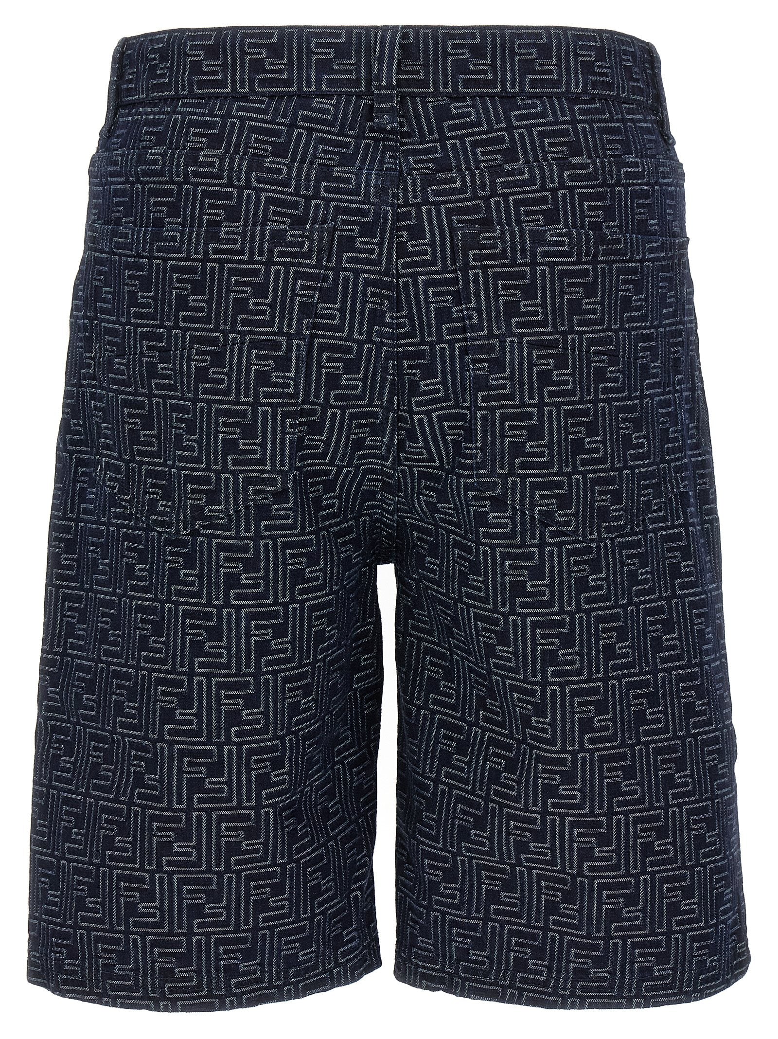 Fendi Blue Cotton Bermuda Shorts Fendi