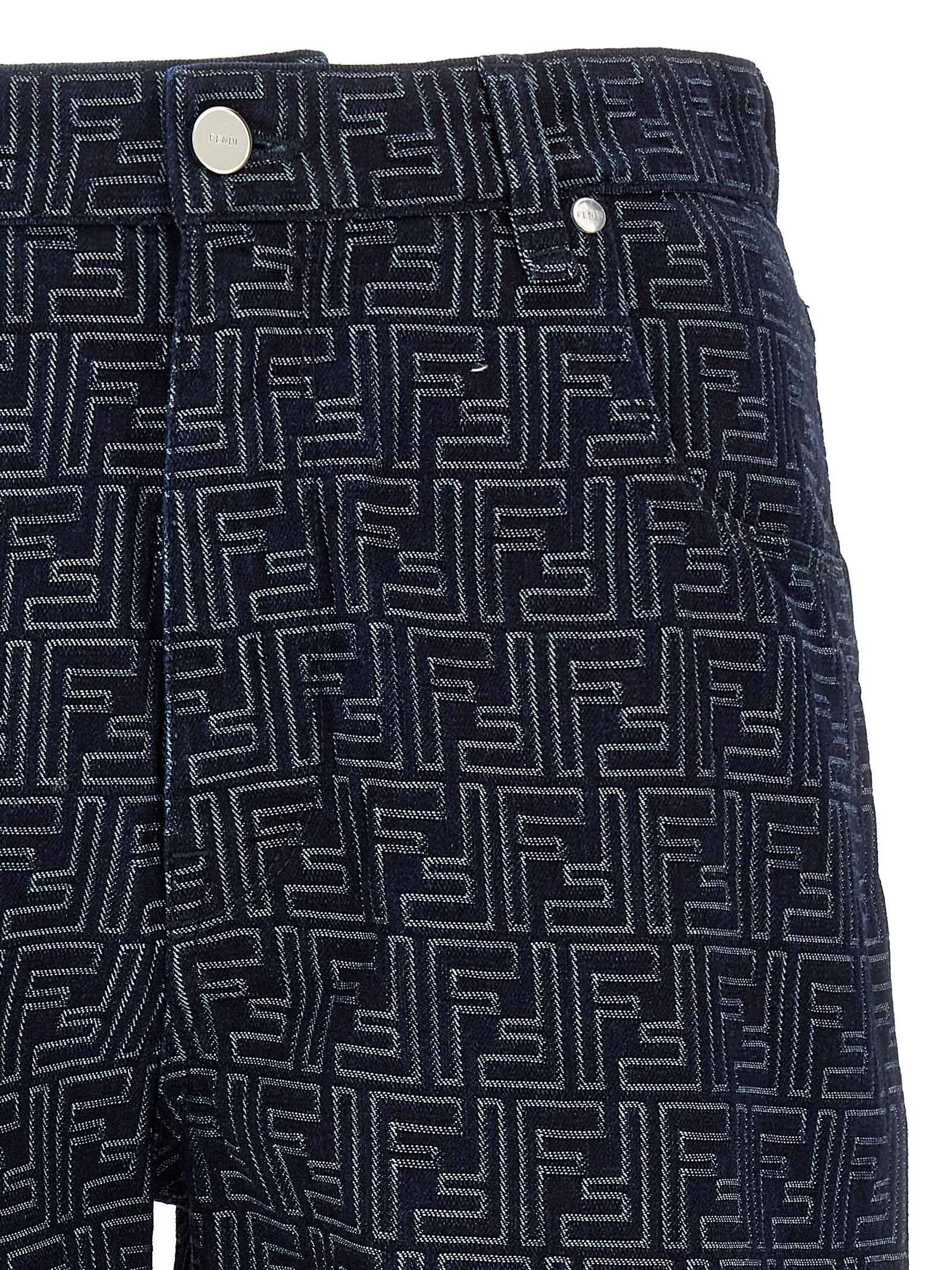 Fendi Blue Cotton Bermuda Shorts Fendi
