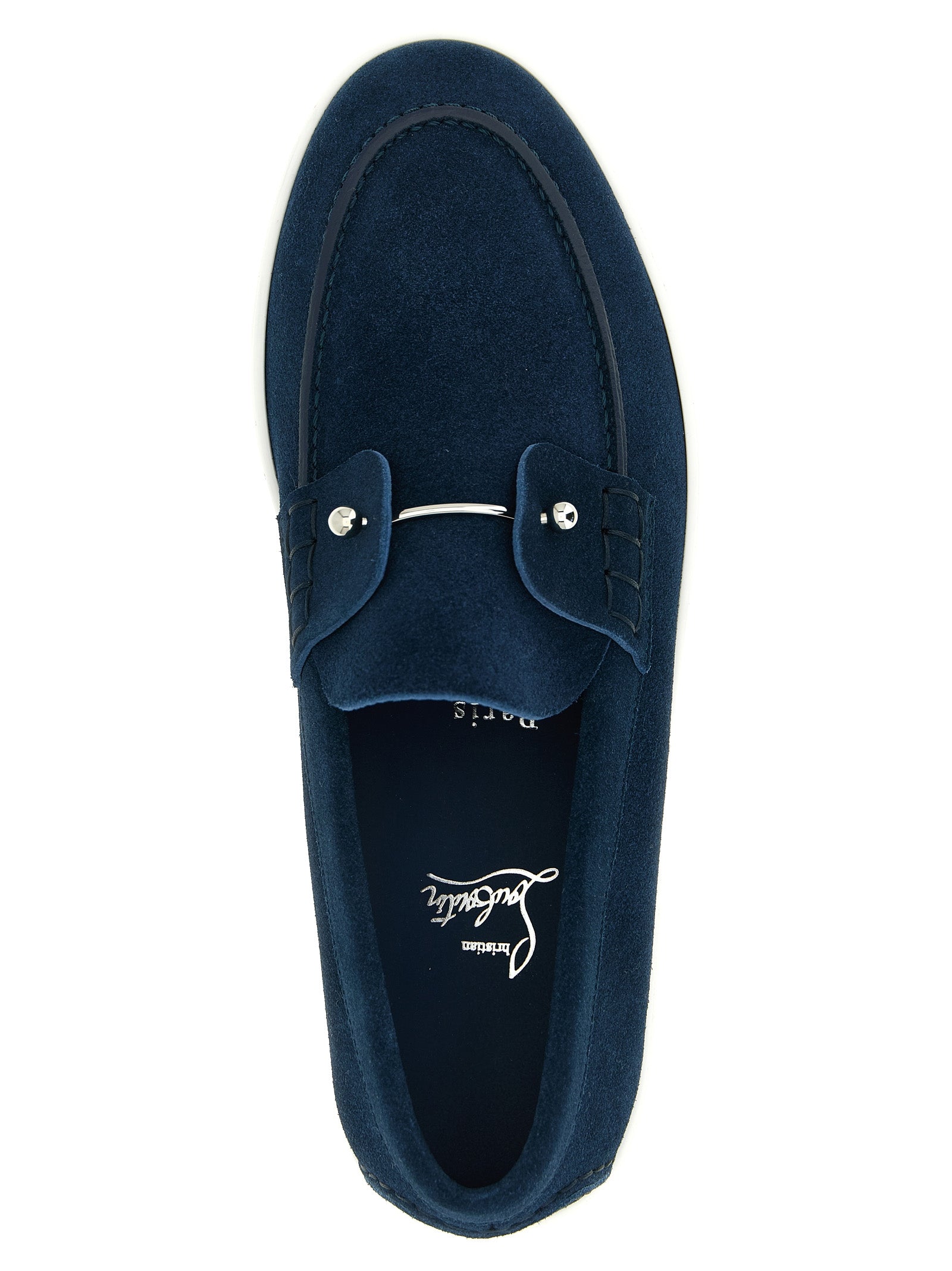 Christian Louboutin Blue Calfskin Slip-On Loafers Christian Louboutin