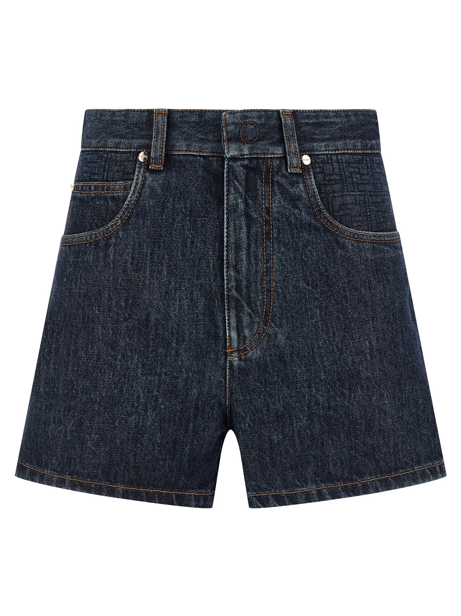 Fendi Blue Cotton Bermuda Shorts Fendi