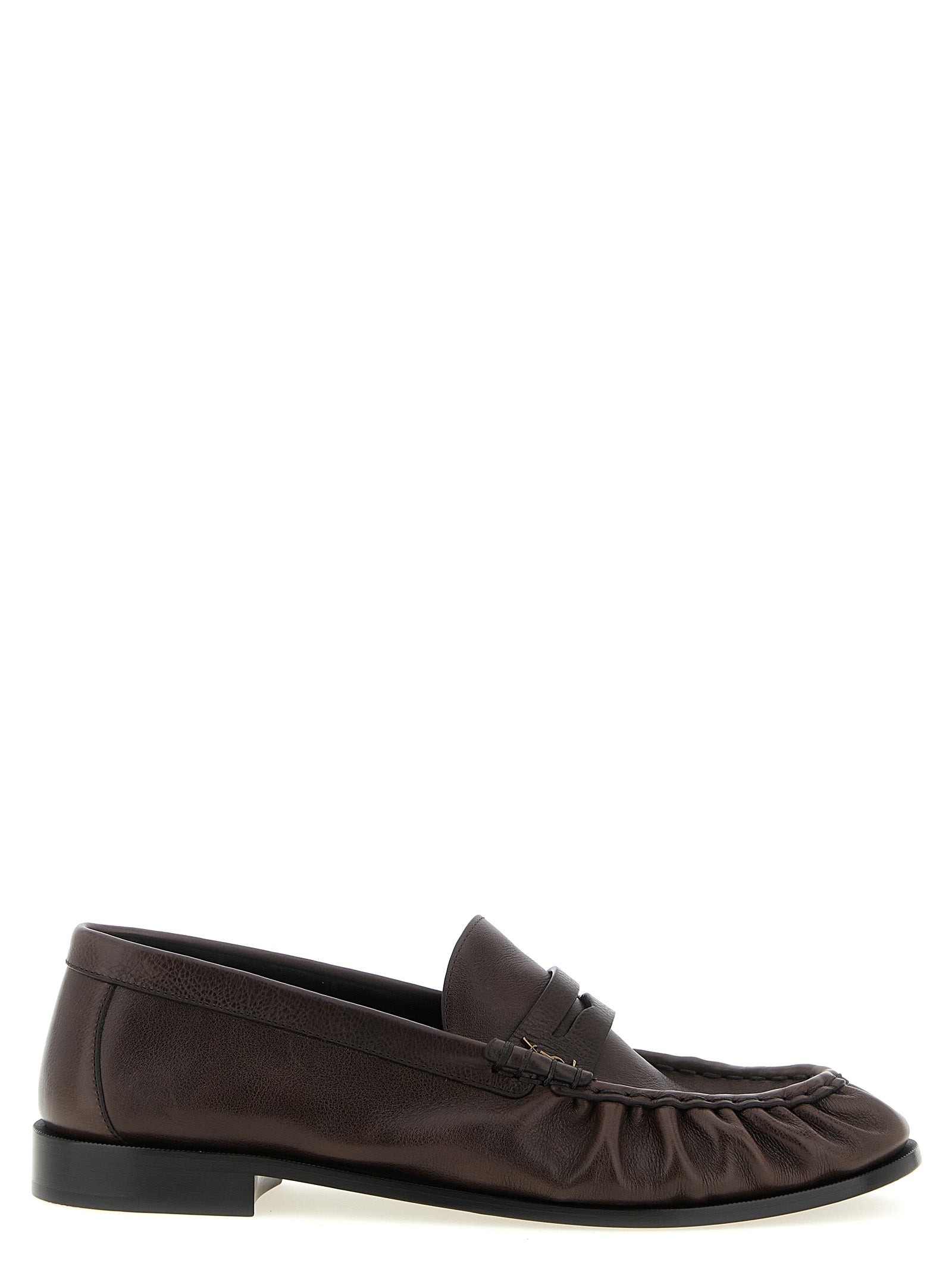 Saint Laurent Brown Calfskin Slip-On Loafers Saint Laurent