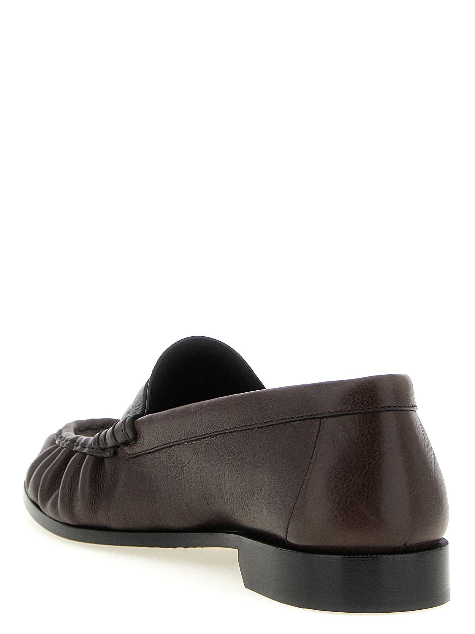 Saint Laurent Brown Calfskin Slip-On Loafers Saint Laurent
