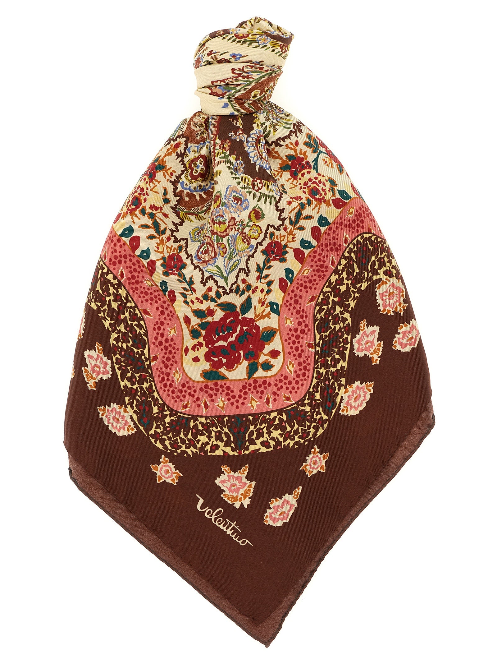 Valentino Garavani Brown Silk Foulard Valentino Garavani