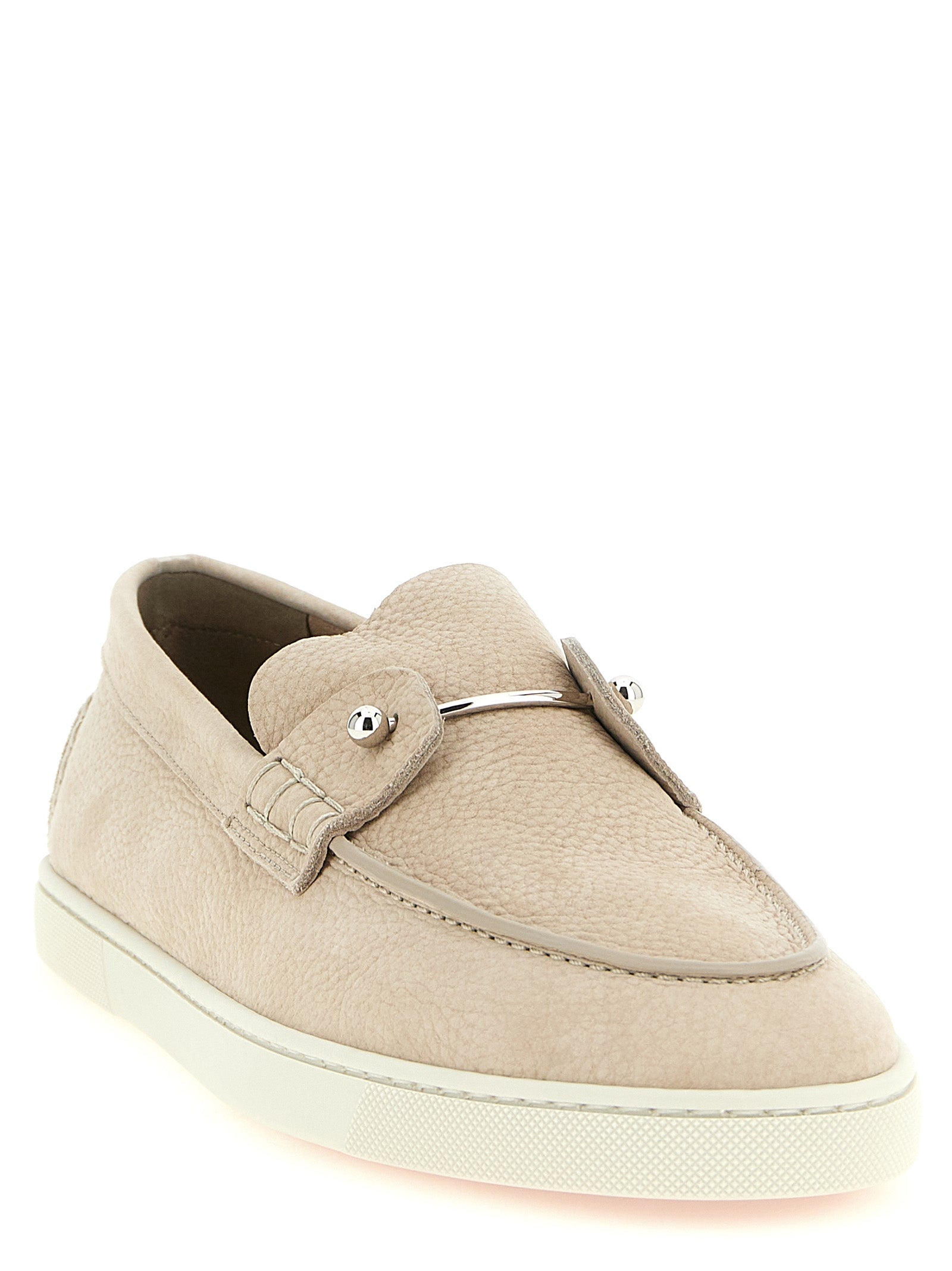 Christian Louboutin Beige Calfskin Slip-On Loafers Christian Louboutin