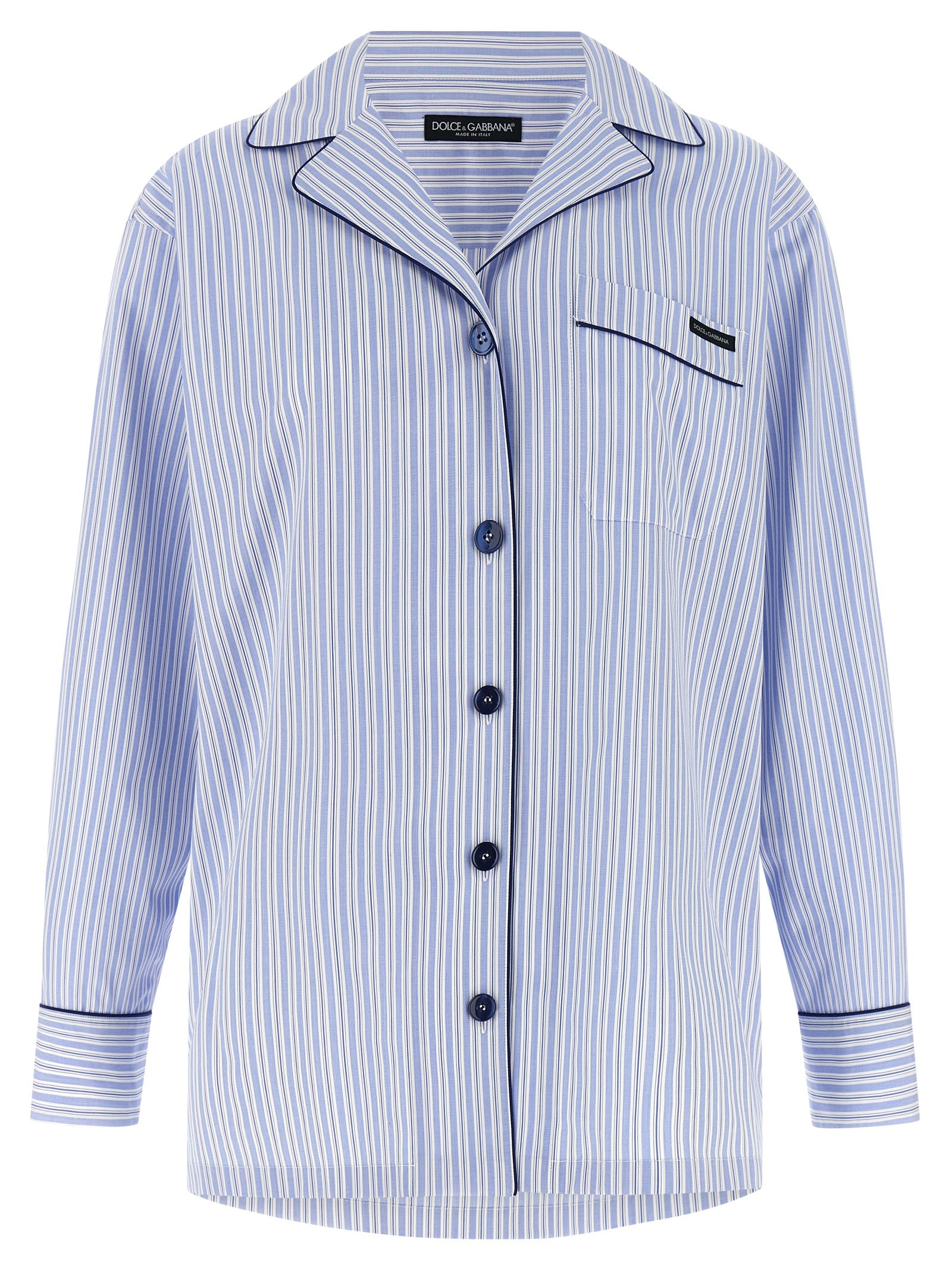Dolce & Gabbana Blue Cotton Blouse Dolce & Gabbana