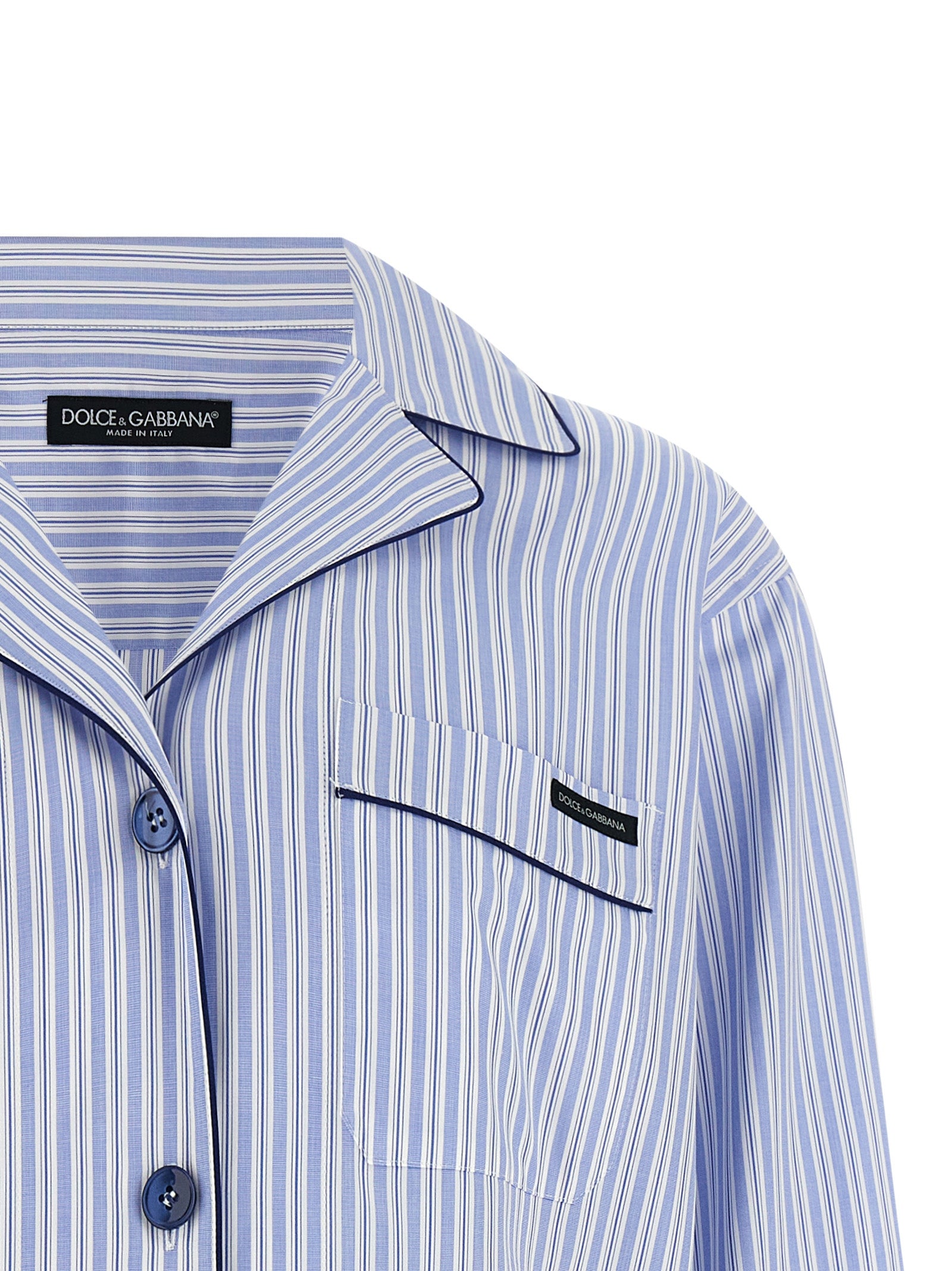 Dolce & Gabbana Blue Cotton Blouse Dolce & Gabbana
