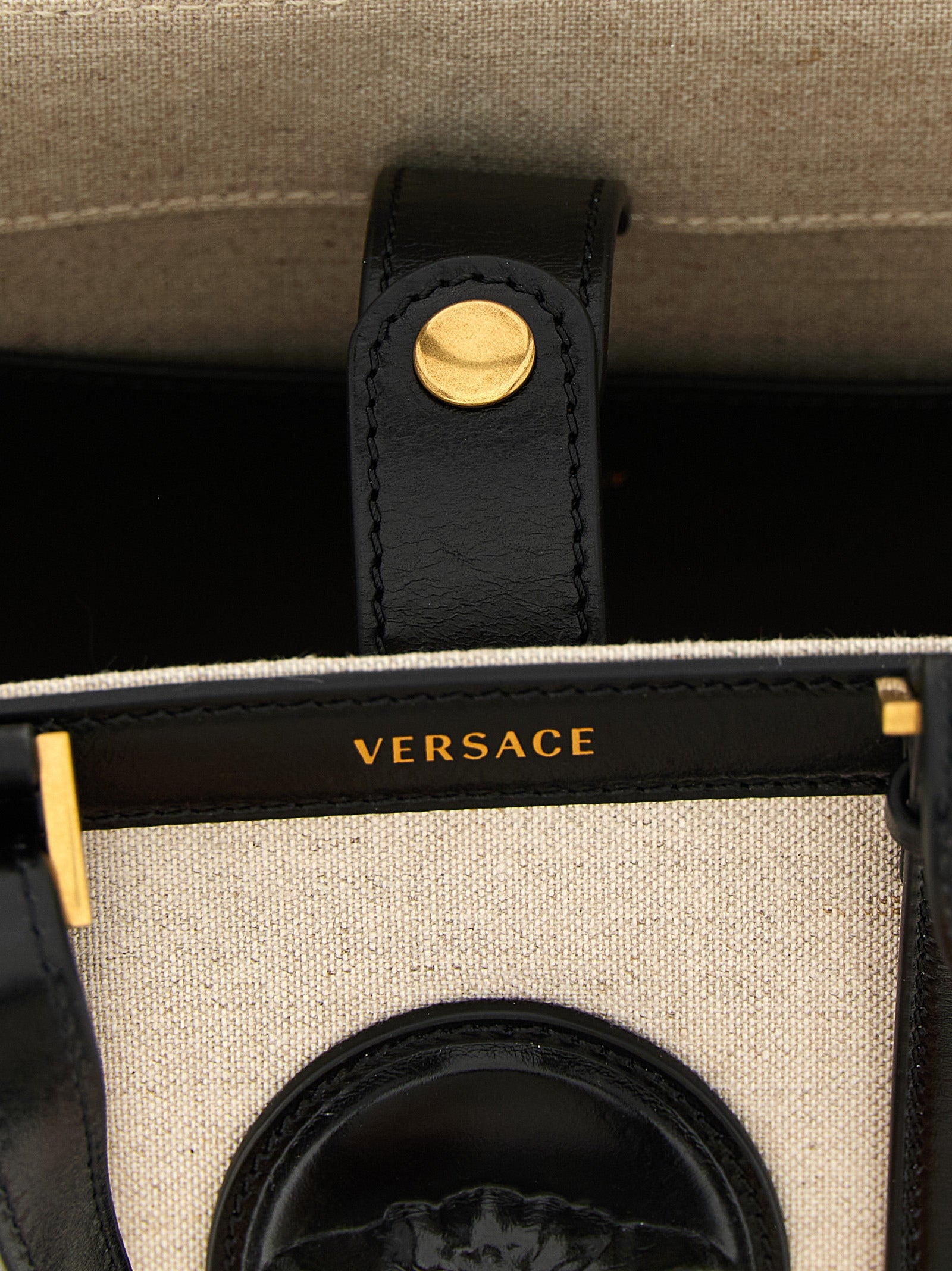 Versace Beige Linen Tote Bag Versace