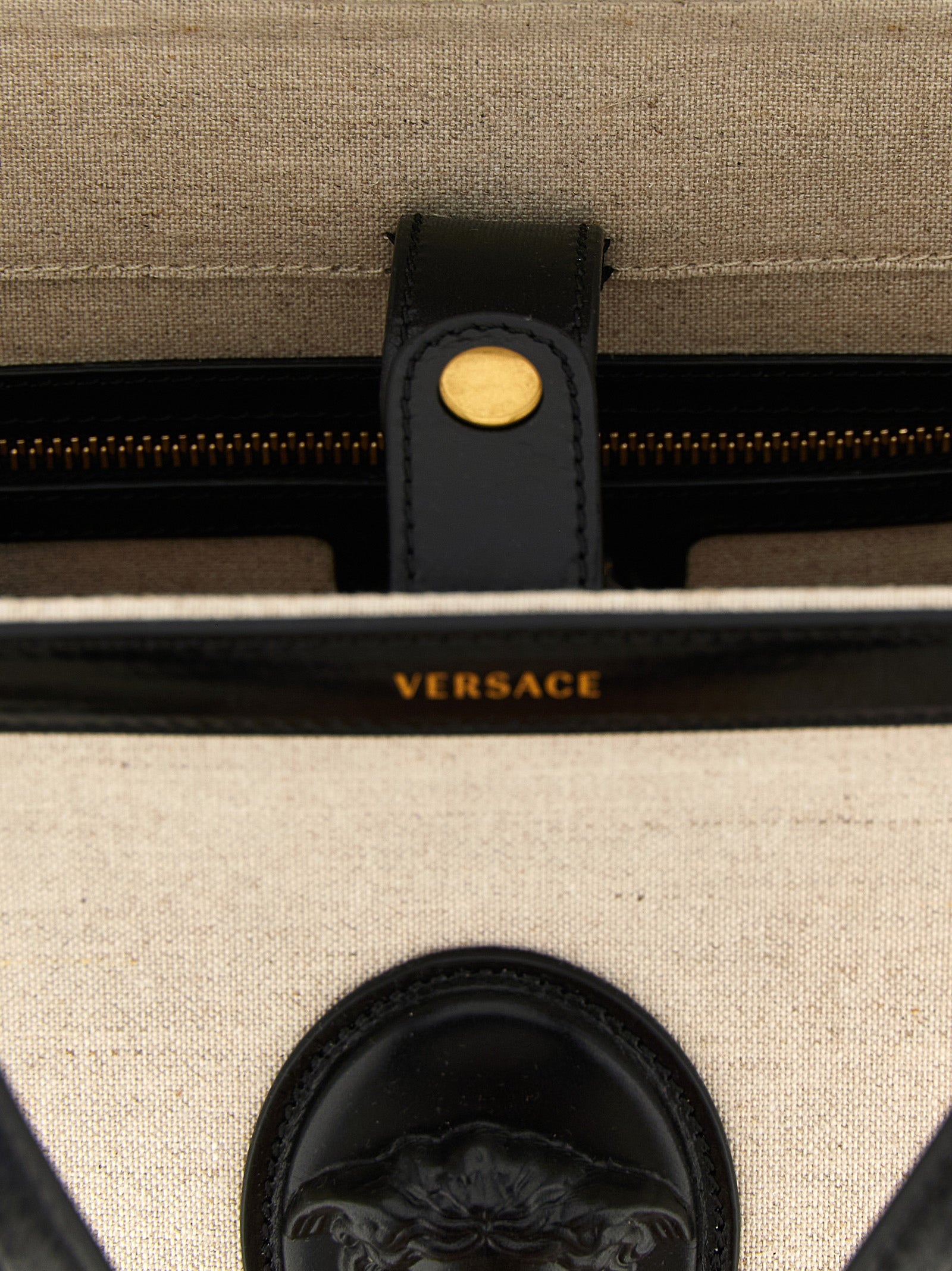 Versace Beige Leather Tote Bag Versace