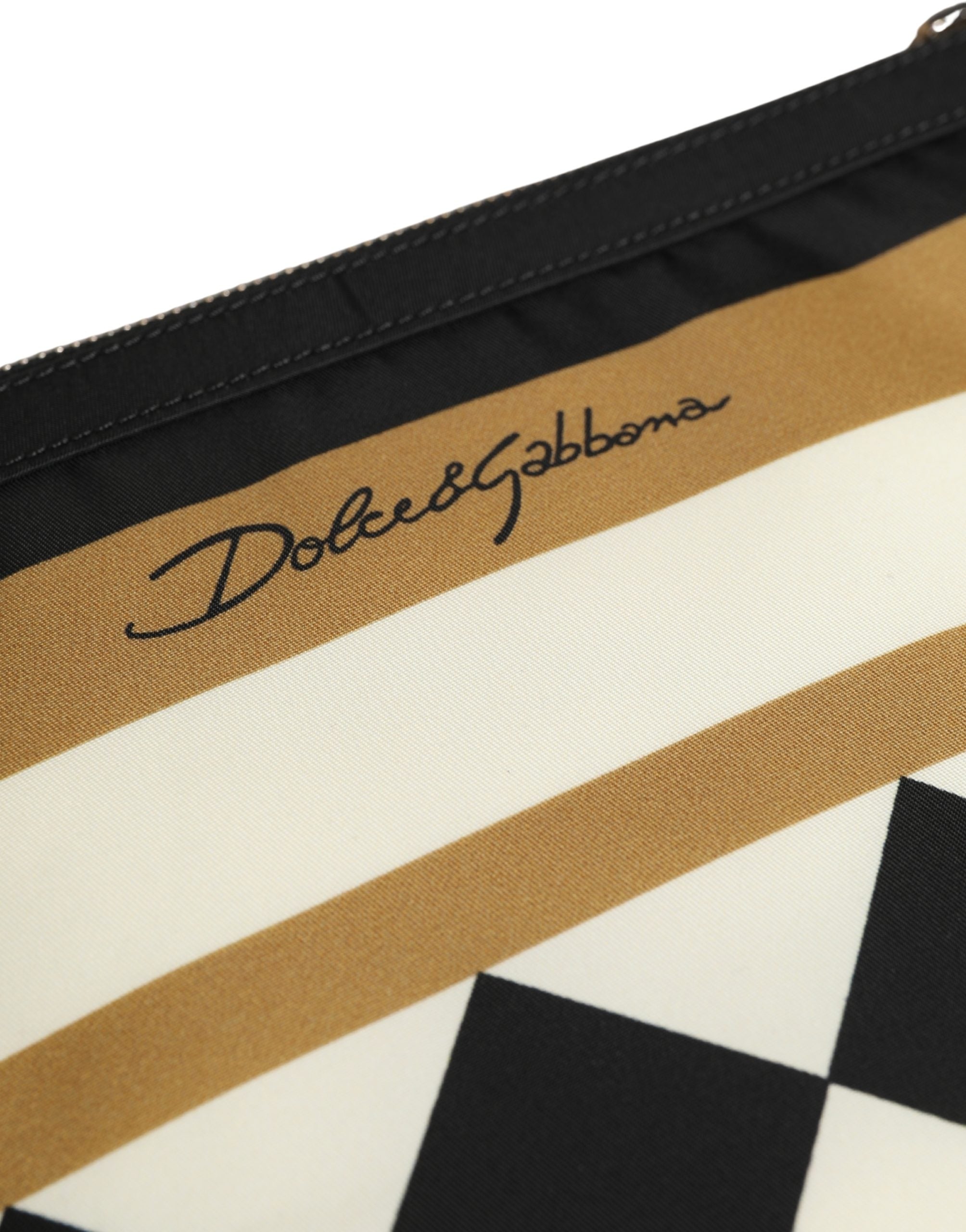 Dolce & Gabbana Multicolor Checkered Logo Print Nylon Clutch Borse Bag Dolce & Gabbana