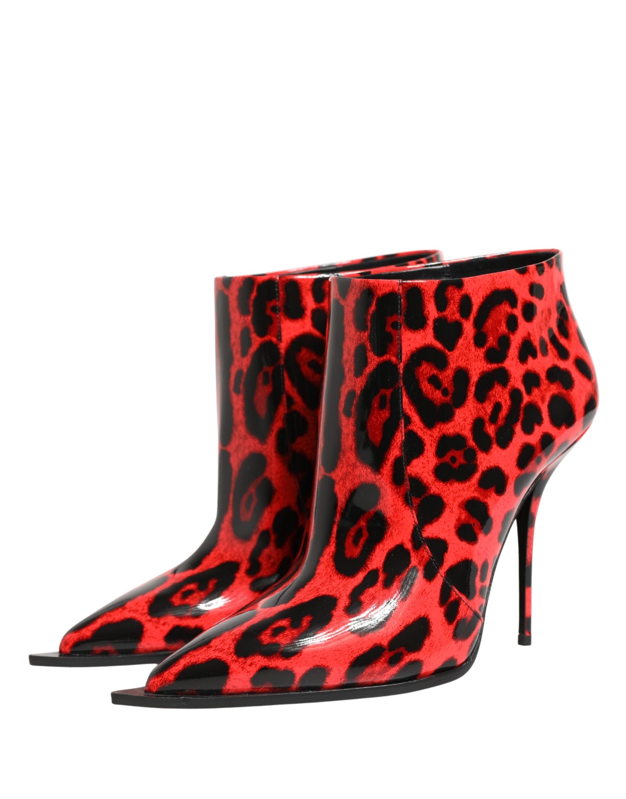 Dolce & Gabbana Red Leopard Cardinale Ankle Boots Shoes Dolce & Gabbana