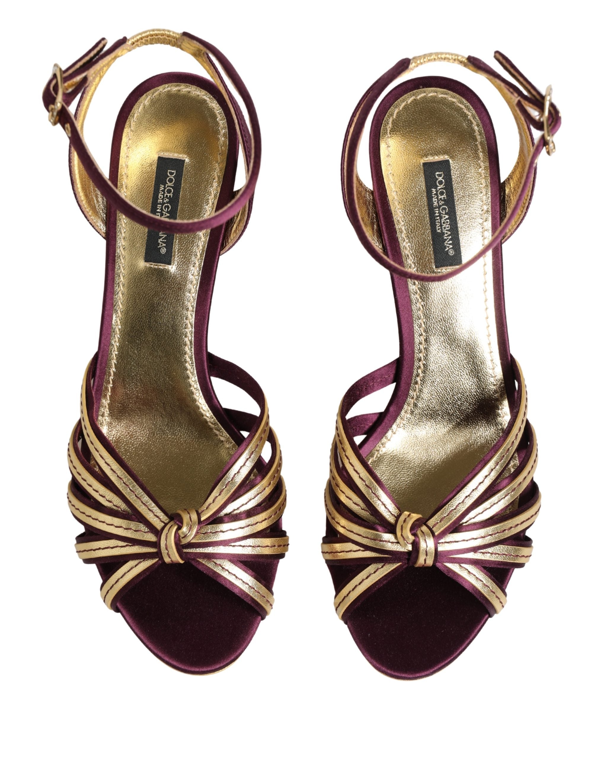 Dolce & Gabbana Purple Gold Keira Pearl Heels Sandals Shoes Dolce & Gabbana