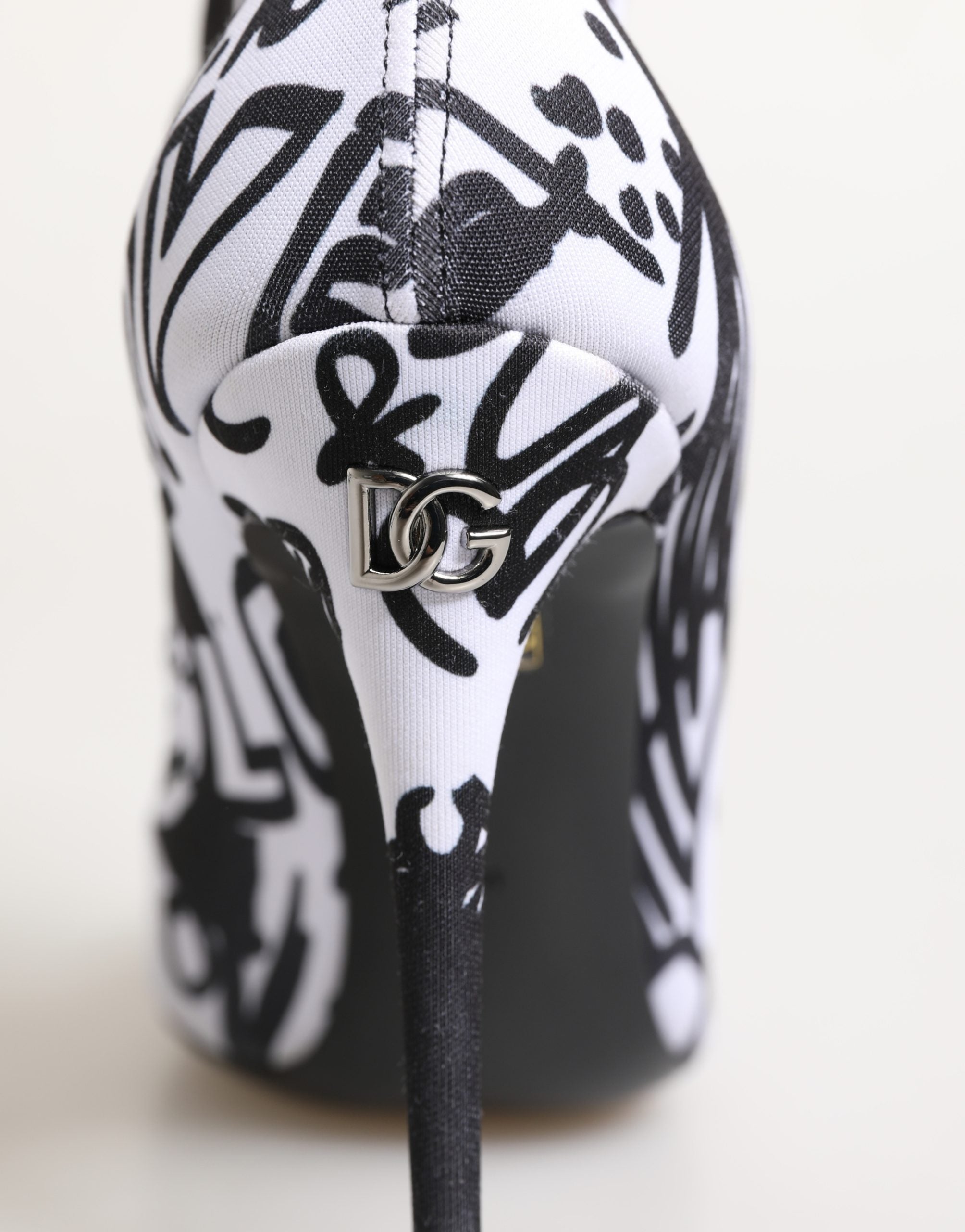 Dolce & Gabbana White Graffiti Stretch Ankle Boots Shoes Dolce & Gabbana
