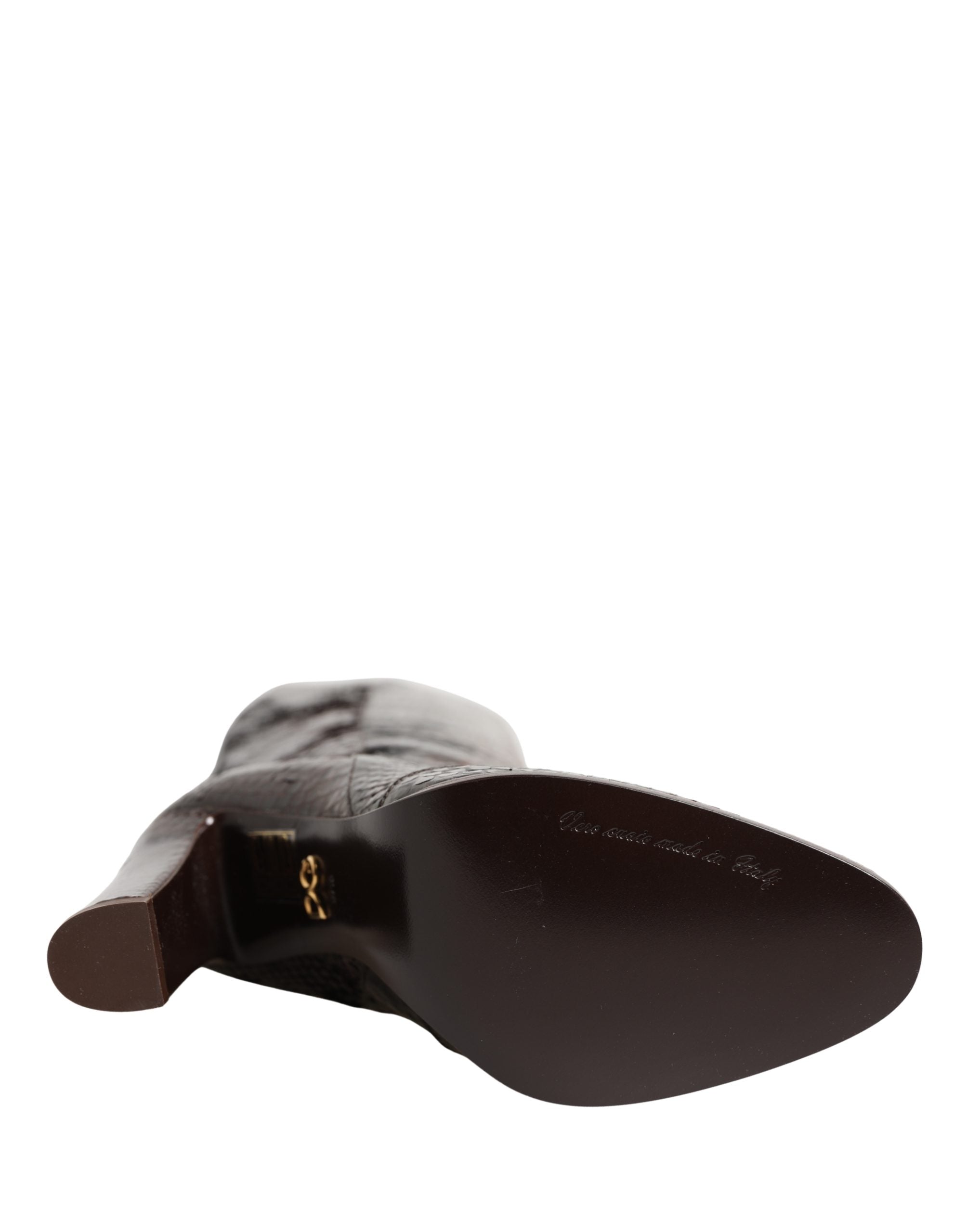 Dolce & Gabbana Brown Exotic Leather Knee High Boots Shoes Dolce & Gabbana