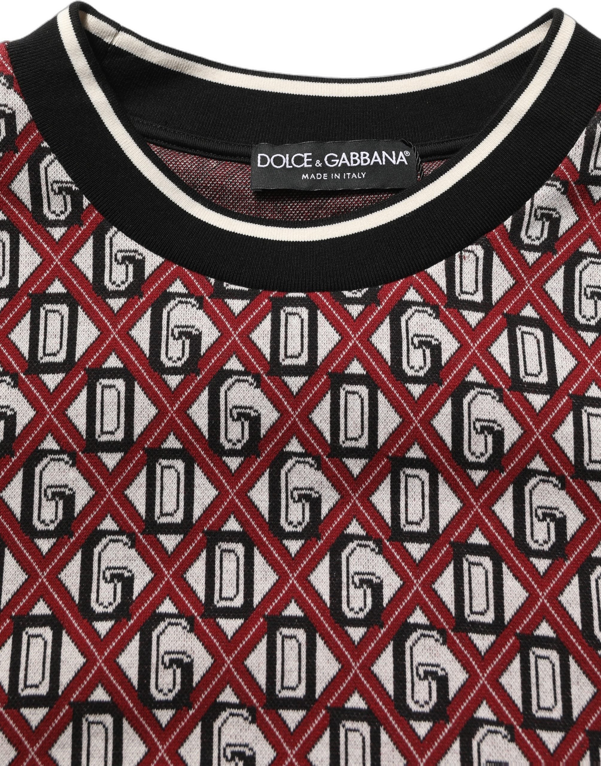 Dolce & Gabbana Red Logo Cotton Jacquard Sweatshirt Sweater Dolce & Gabbana