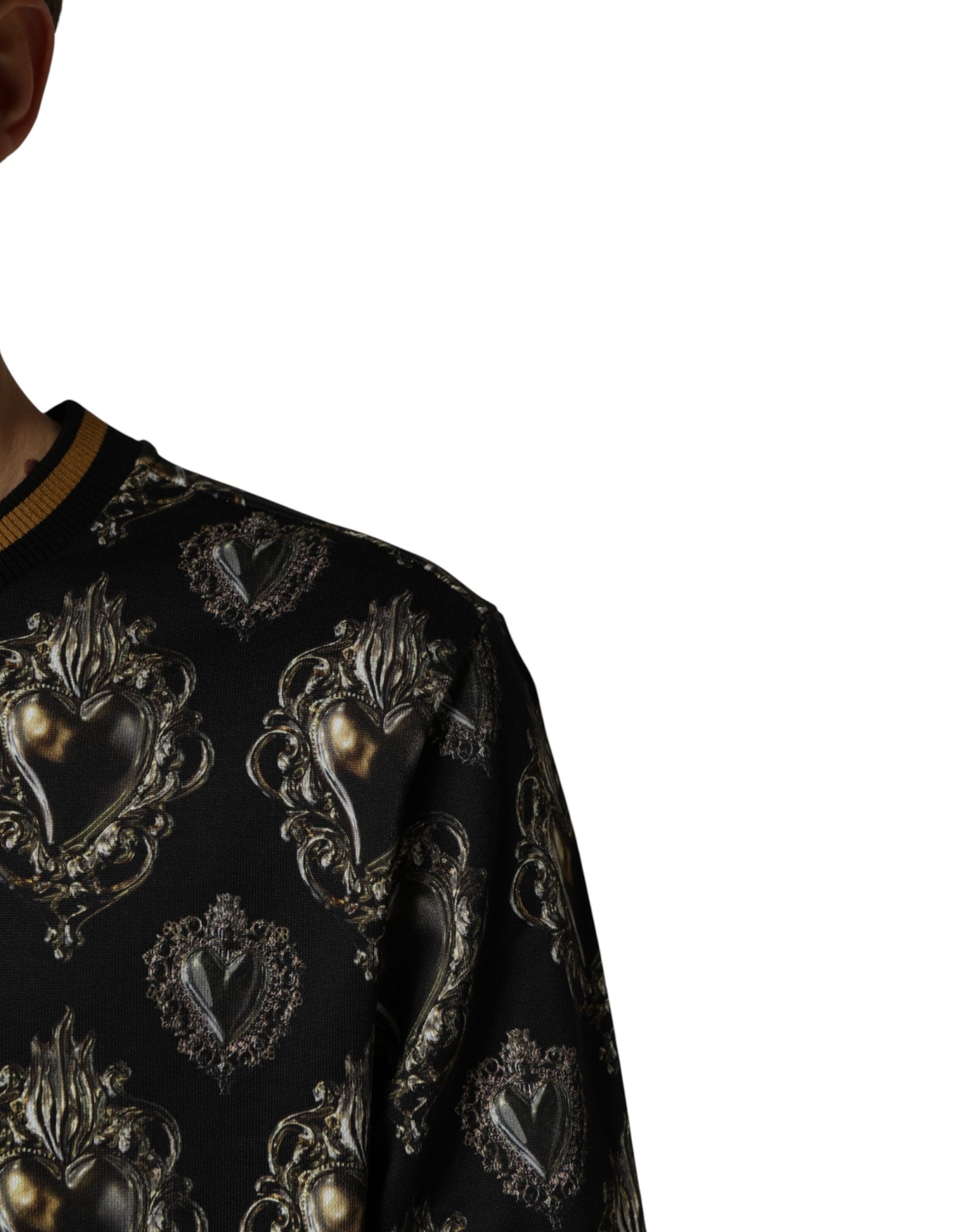 Dolce & Gabbana Black Sacred Heart Cotton Sweatshirt Sweater Dolce & Gabbana