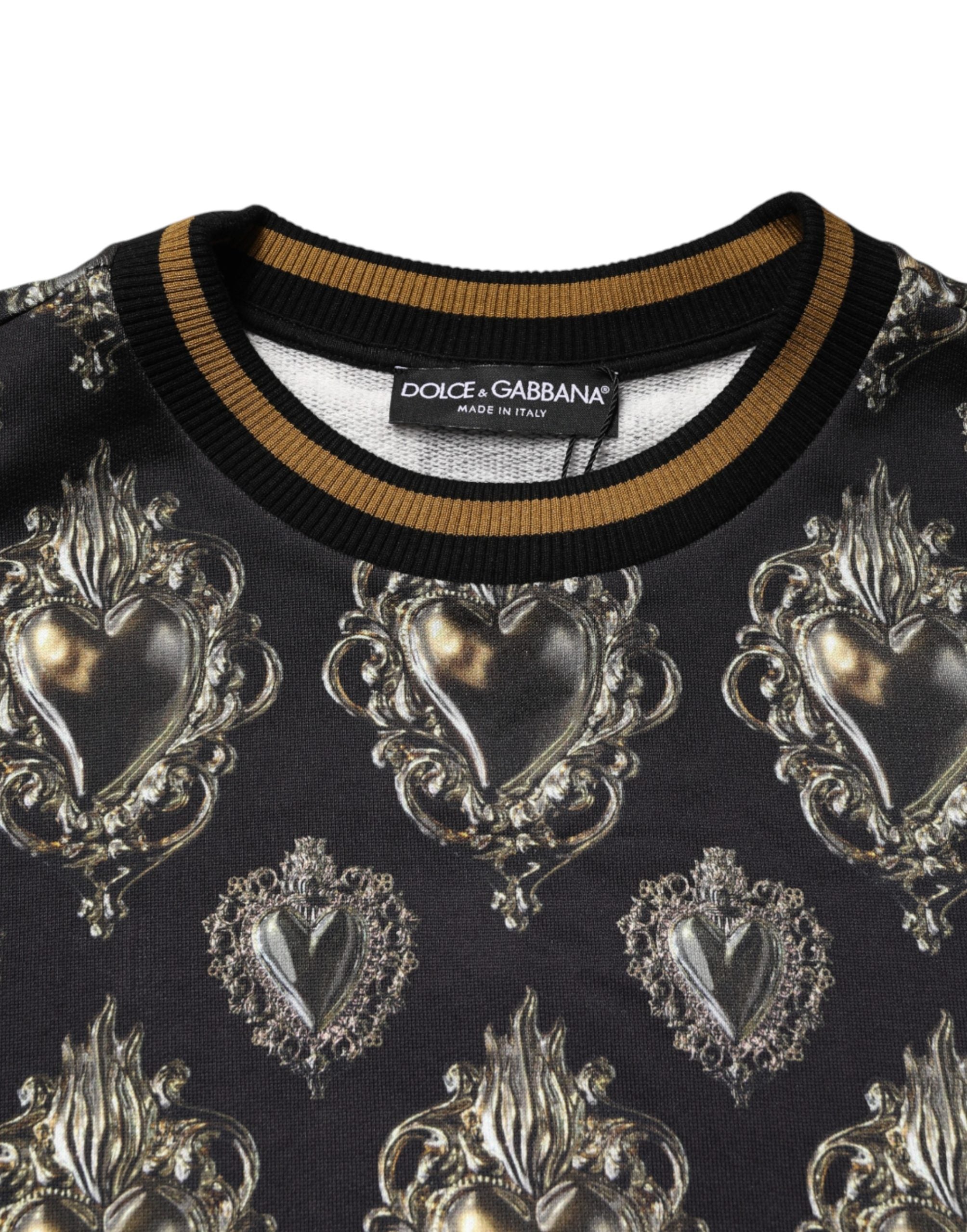 Dolce & Gabbana Black Sacred Heart Cotton Sweatshirt Sweater Dolce & Gabbana