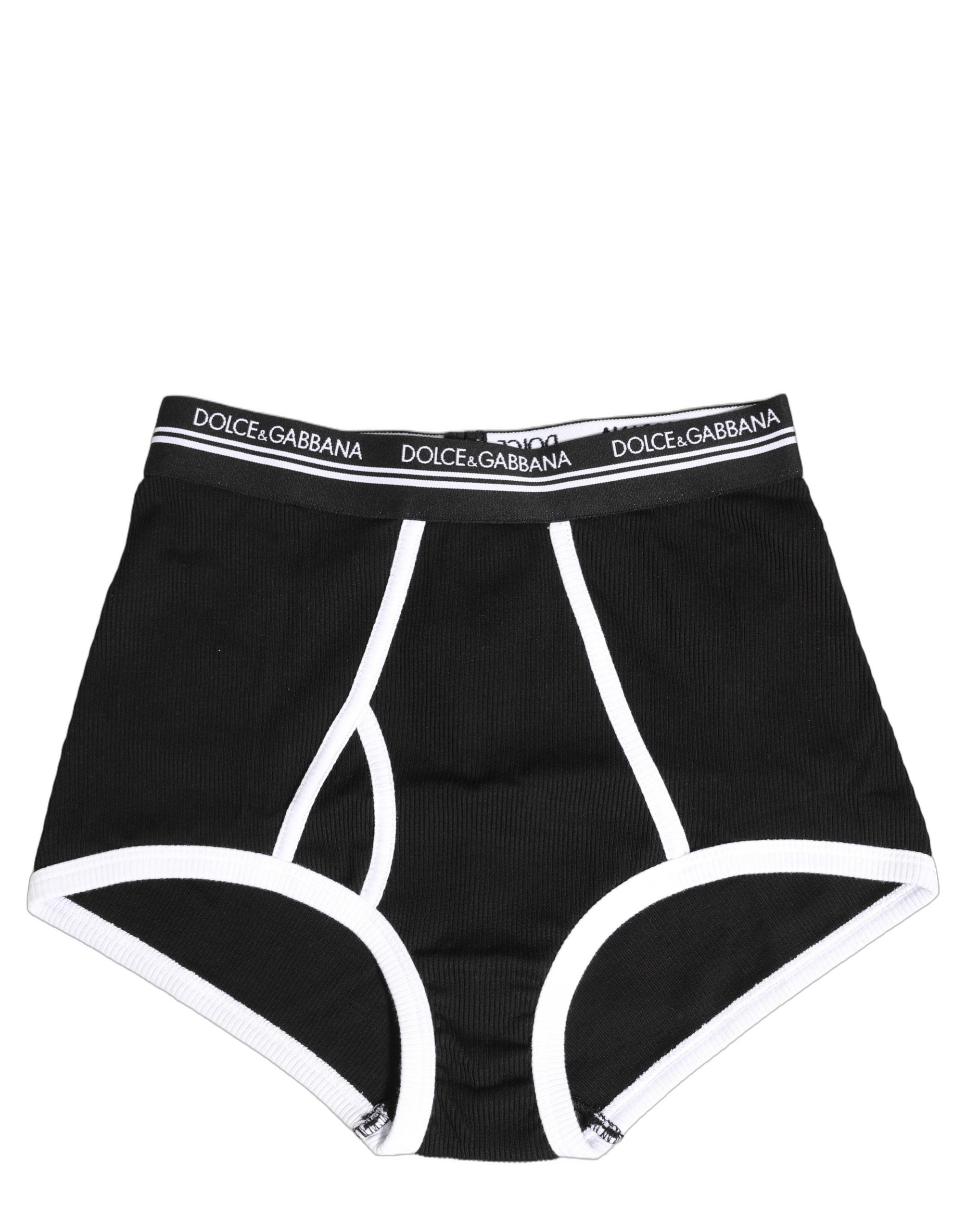 Dolce & Gabbana Black White Logo Waistband Coulotte Panty Underwear Dolce & Gabbana