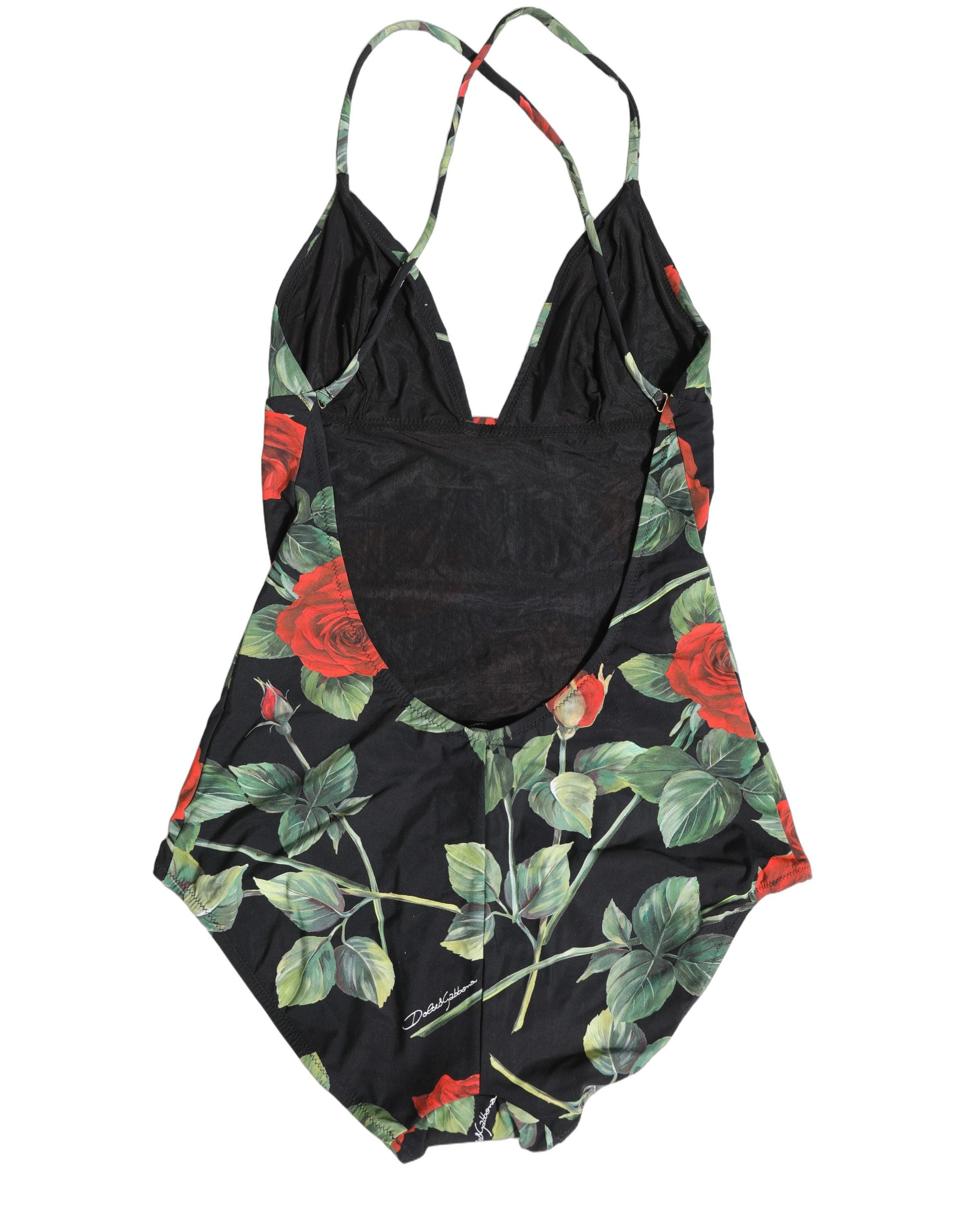 Dolce & Gabbana Black Floral Print One Piece Swimsuit Swimwear Dolce & Gabbana