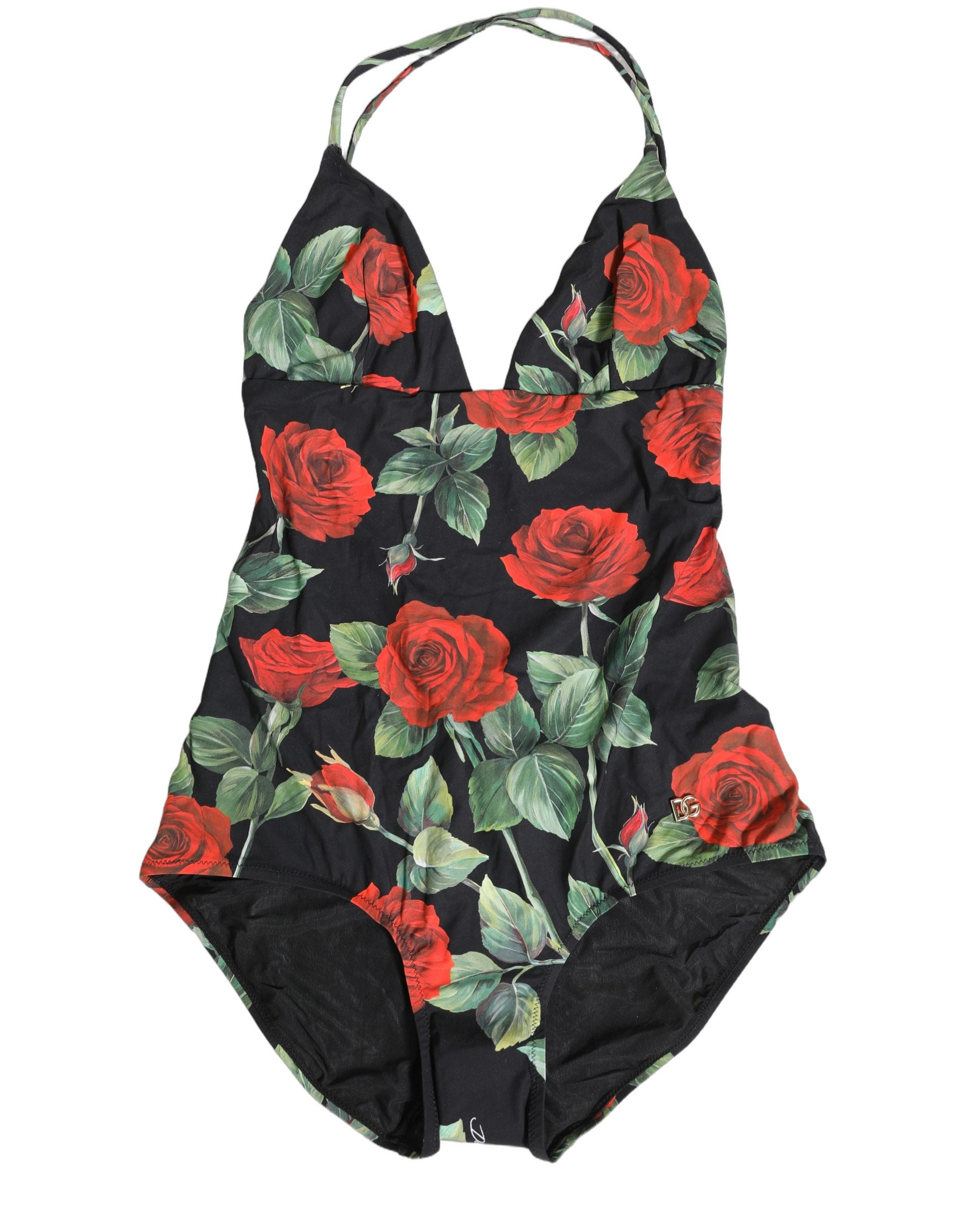 Dolce & Gabbana Black Floral Print One Piece Swimsuit Swimwear Dolce & Gabbana