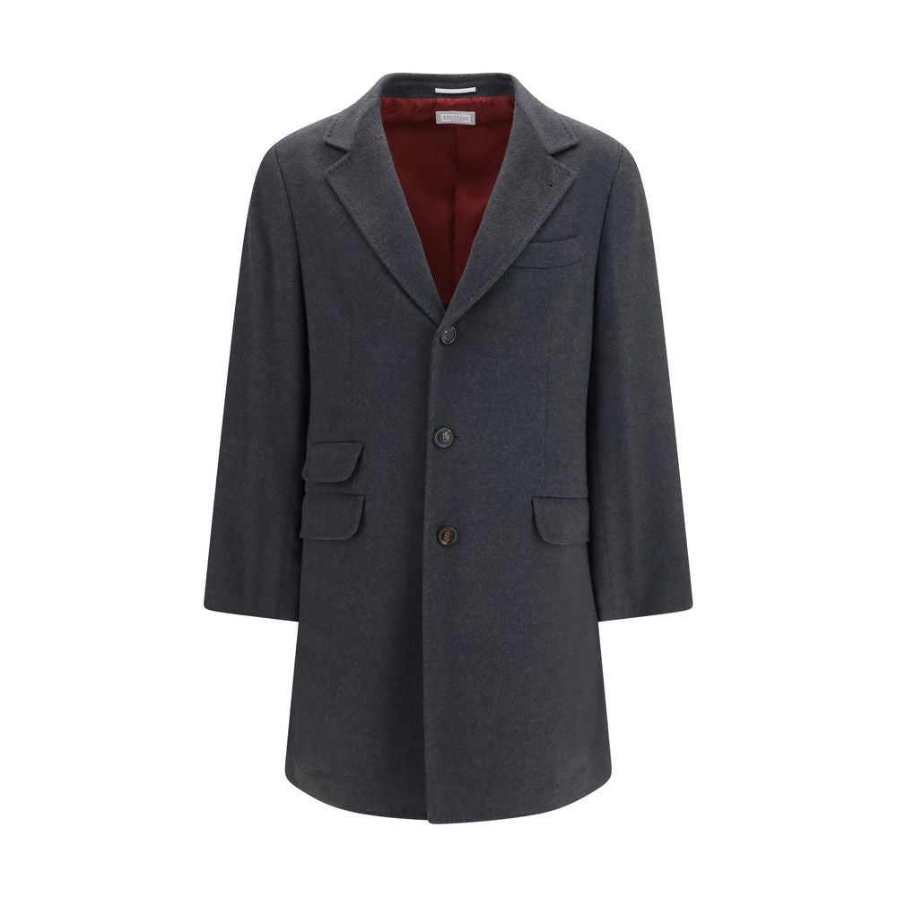 Brunello Cucinelli Gray Cashmere Coat Brunello Cucinelli
