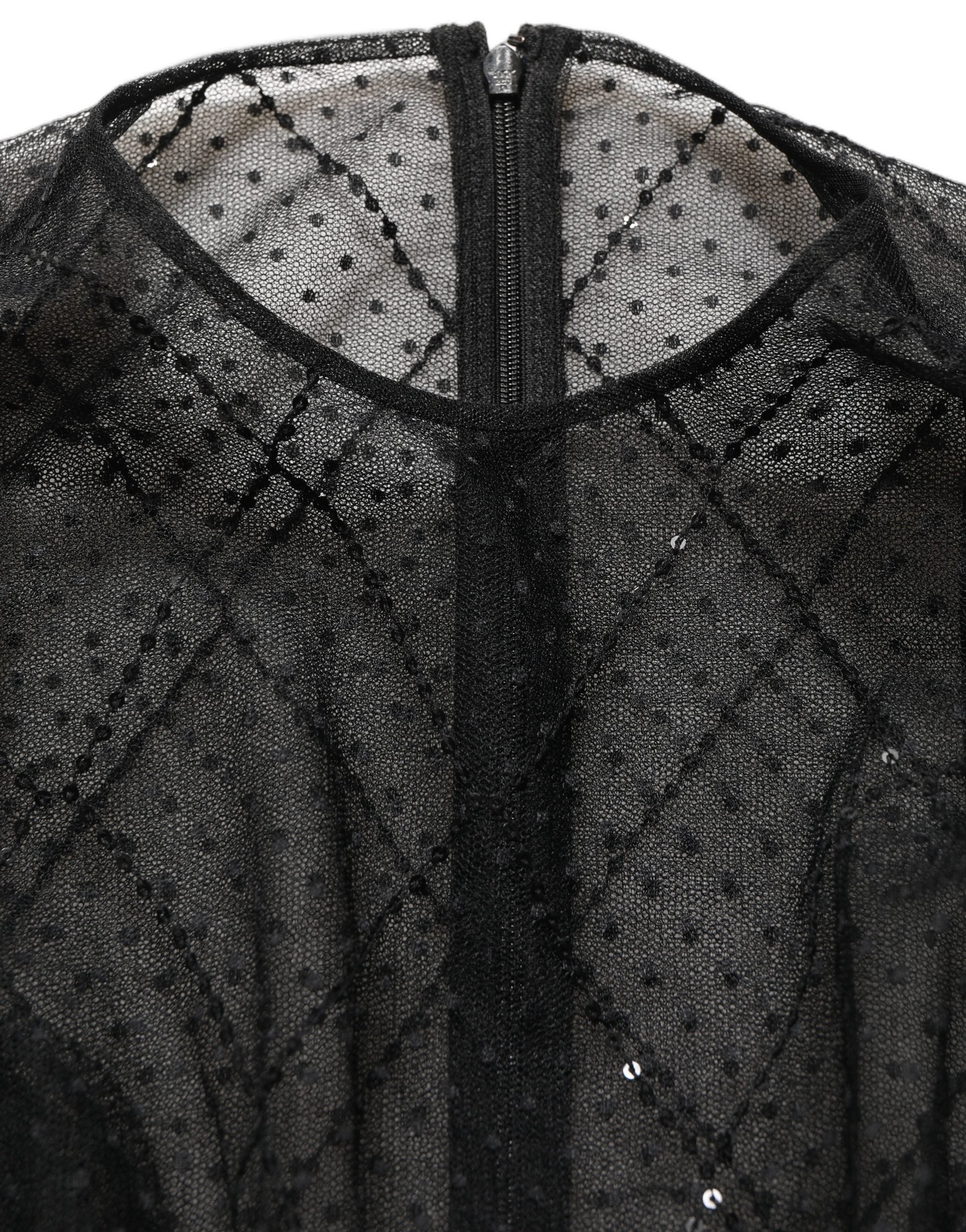 Dolce & Gabbana Black Mesh Lace Long Sleeved Maxi Gown Dress Dolce & Gabbana