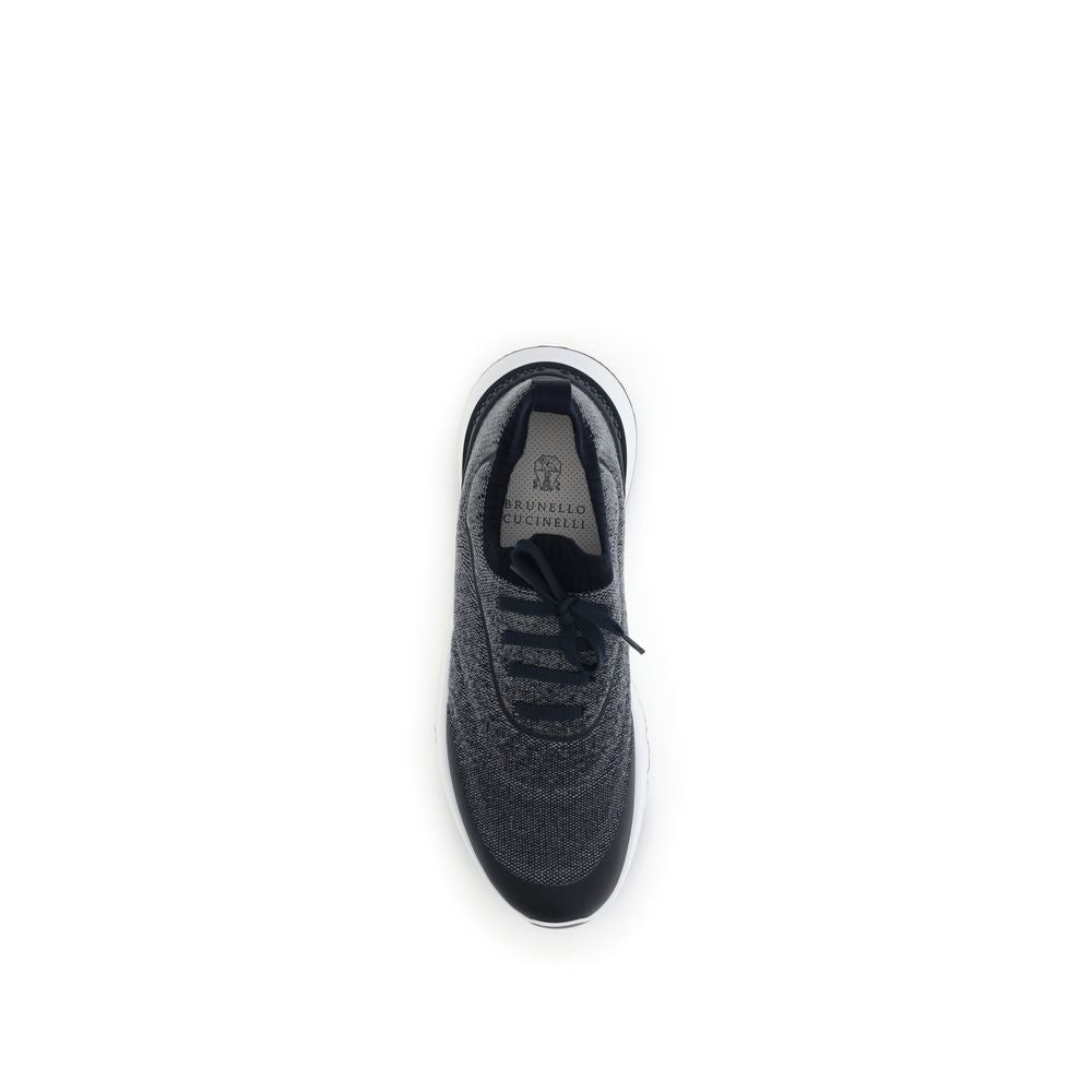 Brunello Cucinelli Gray Cotton Athletic Sneakers Brunello Cucinelli