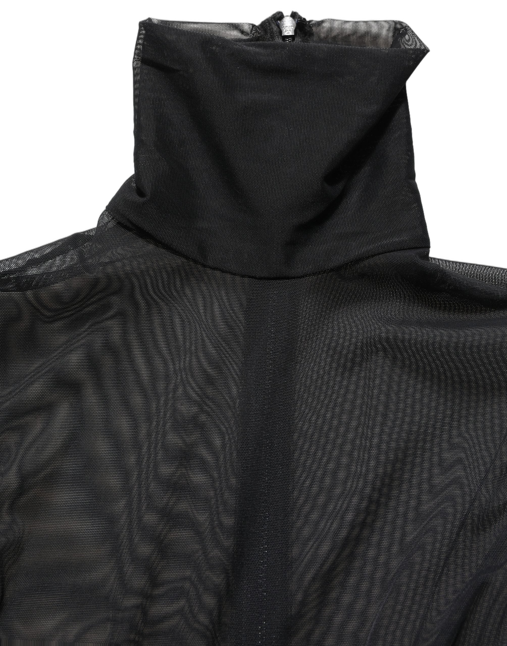Dolce & Gabbana Black Sheer Mesh Jumpsuit Turtleneck Dress Dolce & Gabbana