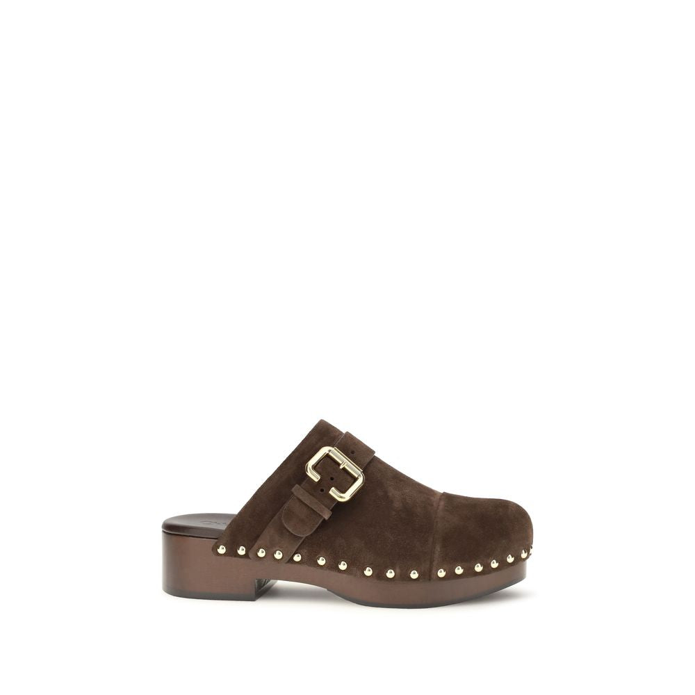 Chloé Brown Calf Leather Bos Taurus Clogs Chloé