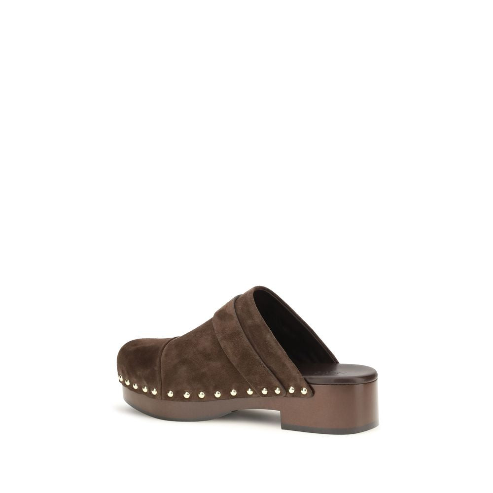 Chloé Brown Calf Leather Bos Taurus Clogs Chloé