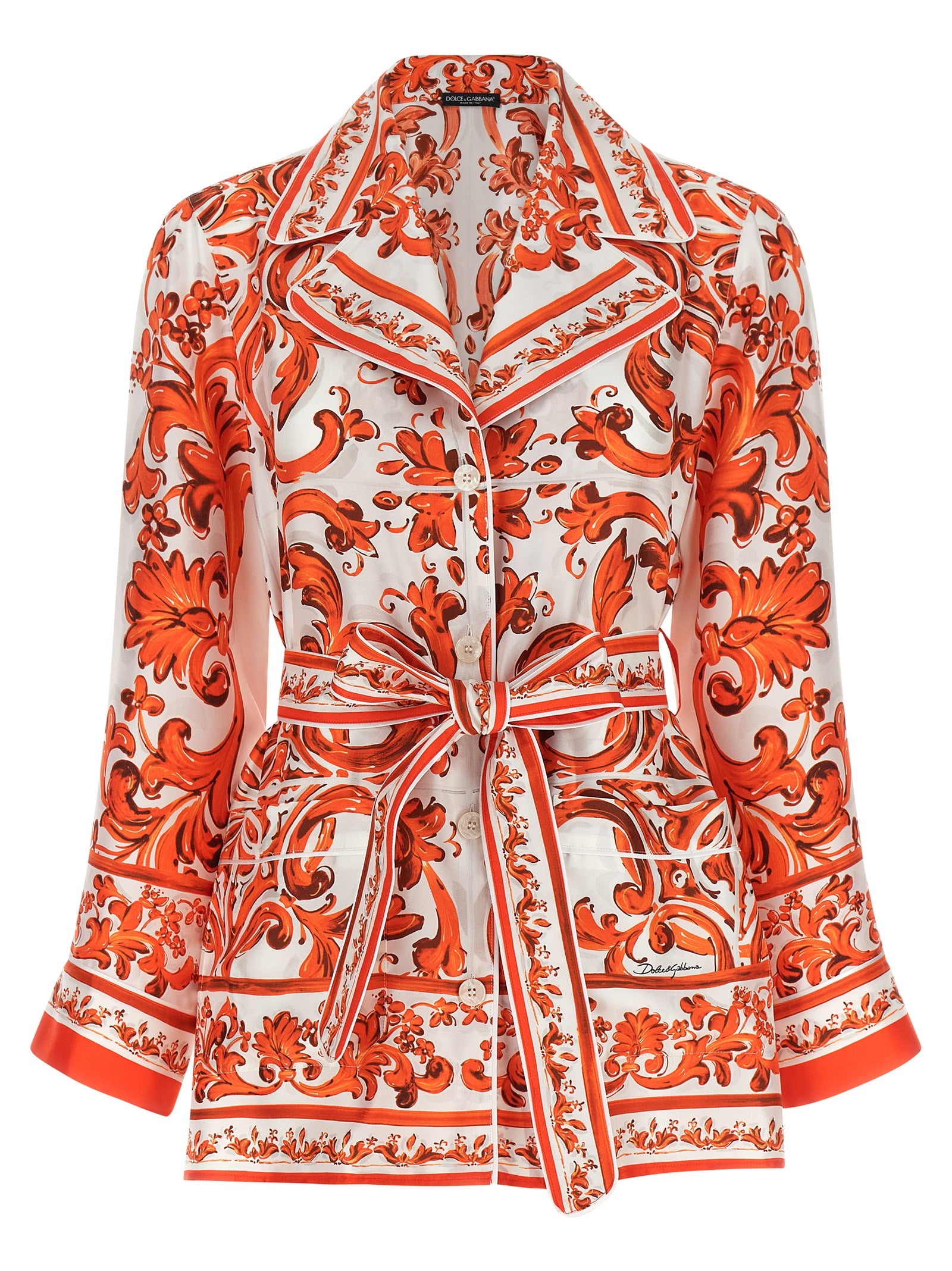 Dolce & Gabbana Orange Silk Blouse Dolce & Gabbana