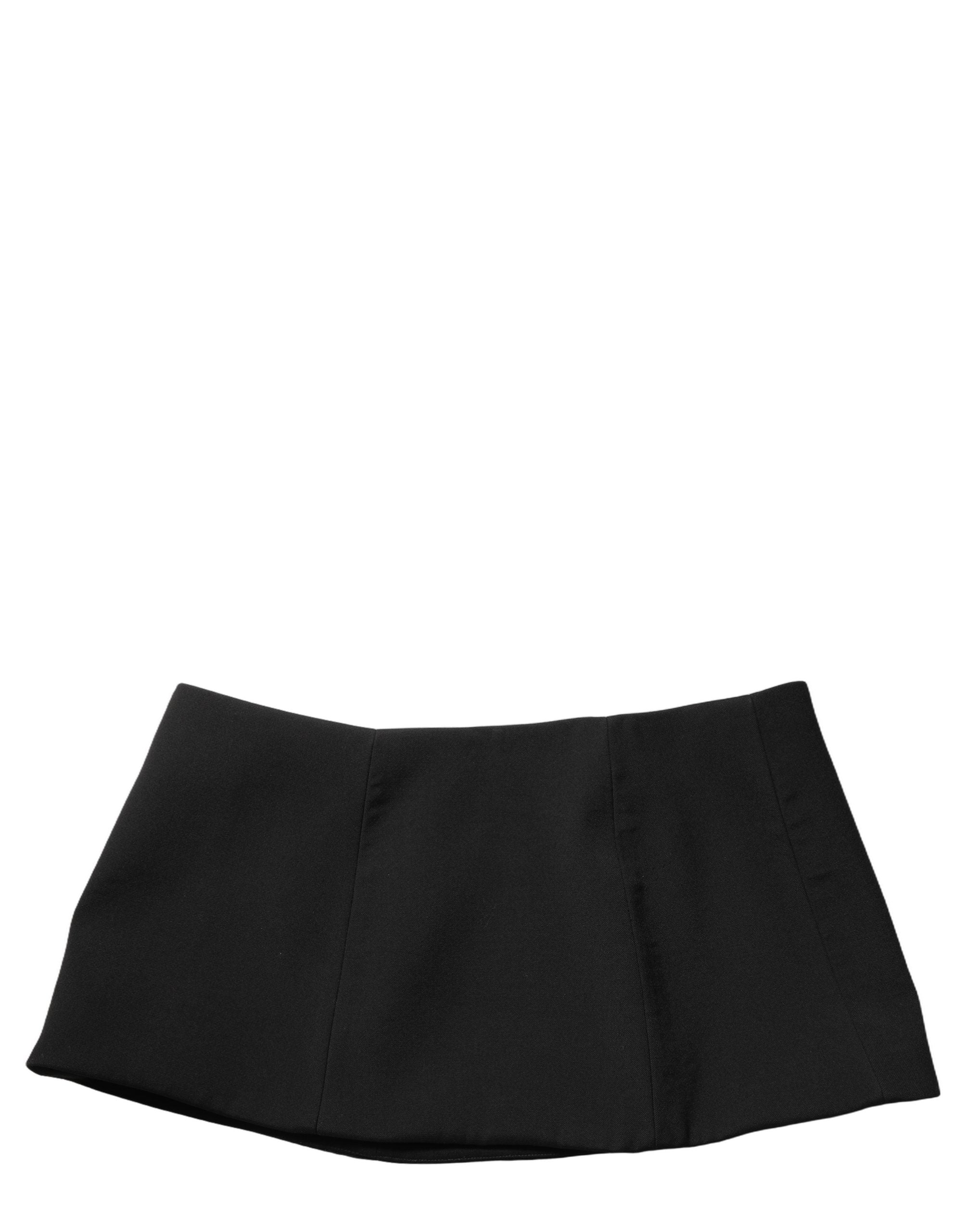 Dolce & Gabbana Black Wool A-line Low Waist Mini Women Skirt Dolce & Gabbana