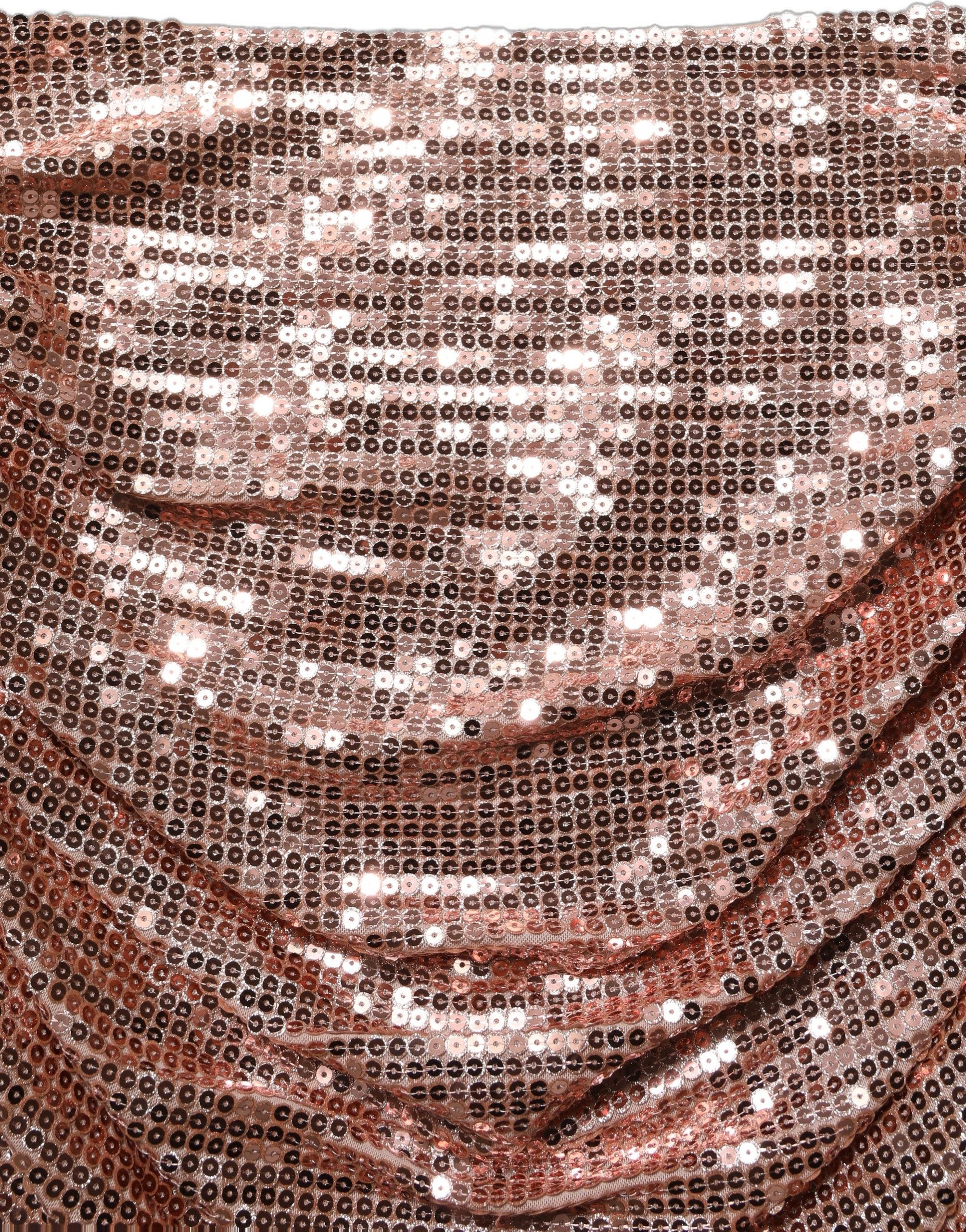 Dolce & Gabbana Rose Gold Sequin High Waist Ruched Maxi Skirt Dolce & Gabbana