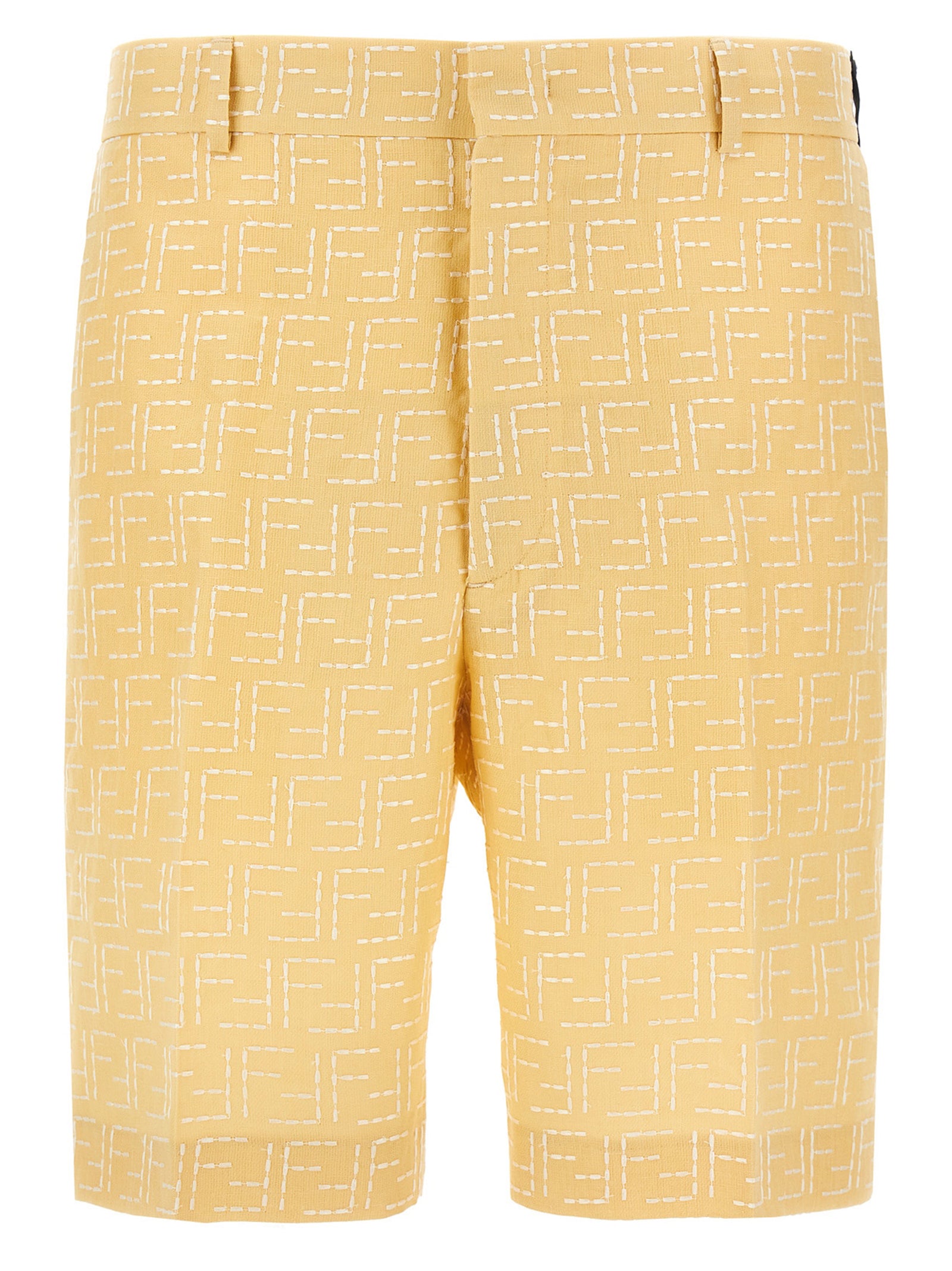 Fendi Bicolor Linen Bermuda Shorts Fendi