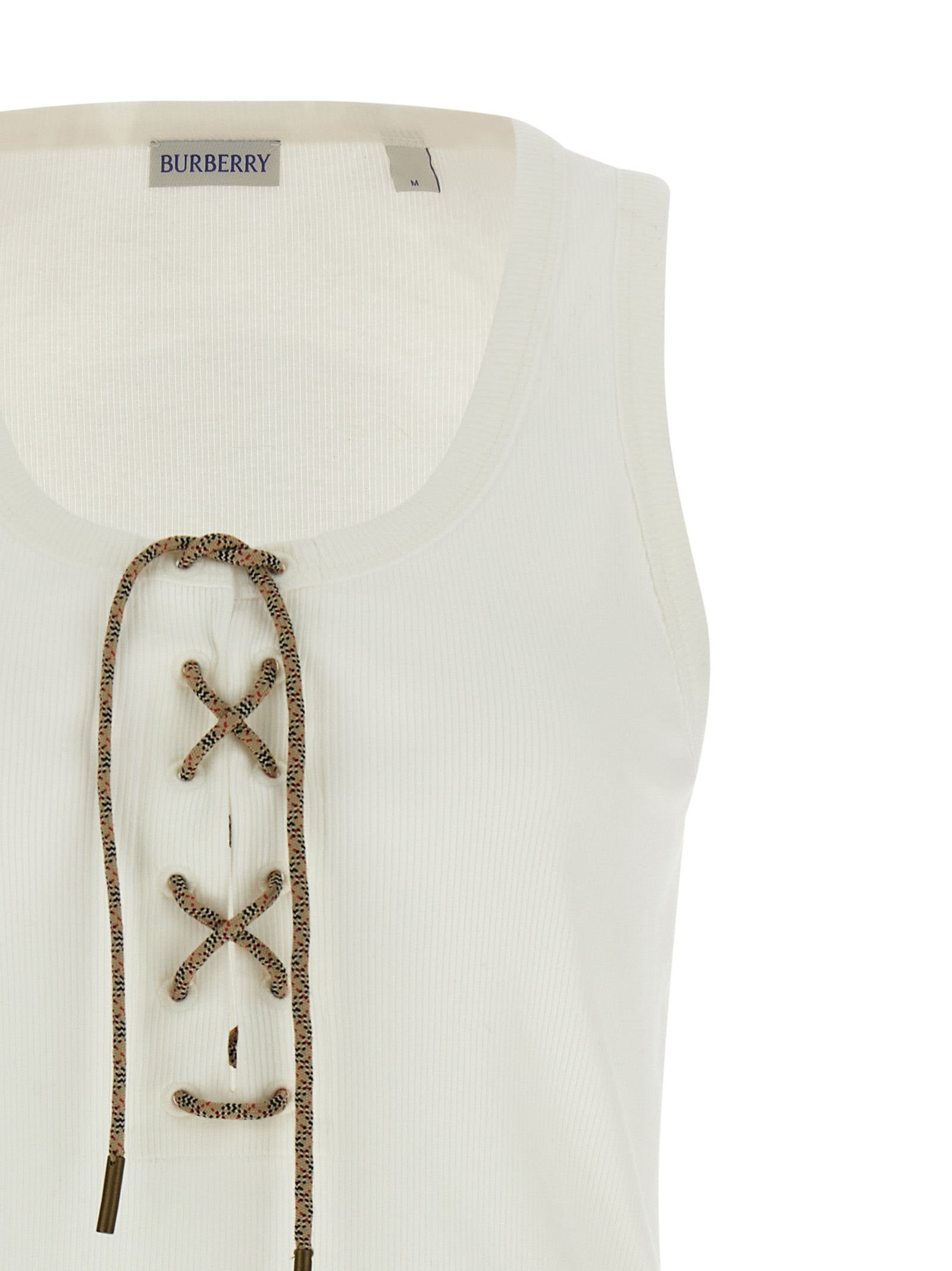 Burberry White Cotton Tank Tops Burberry