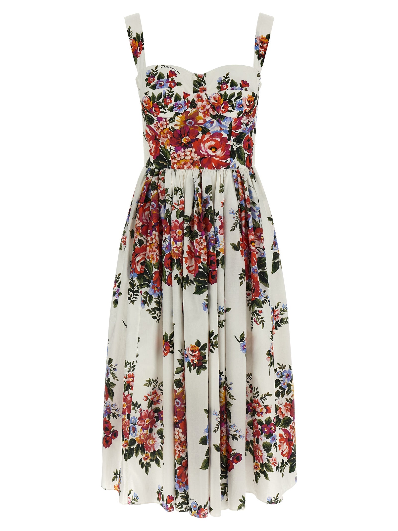 Dolce & Gabbana White Cotton Midi Dress Dolce & Gabbana