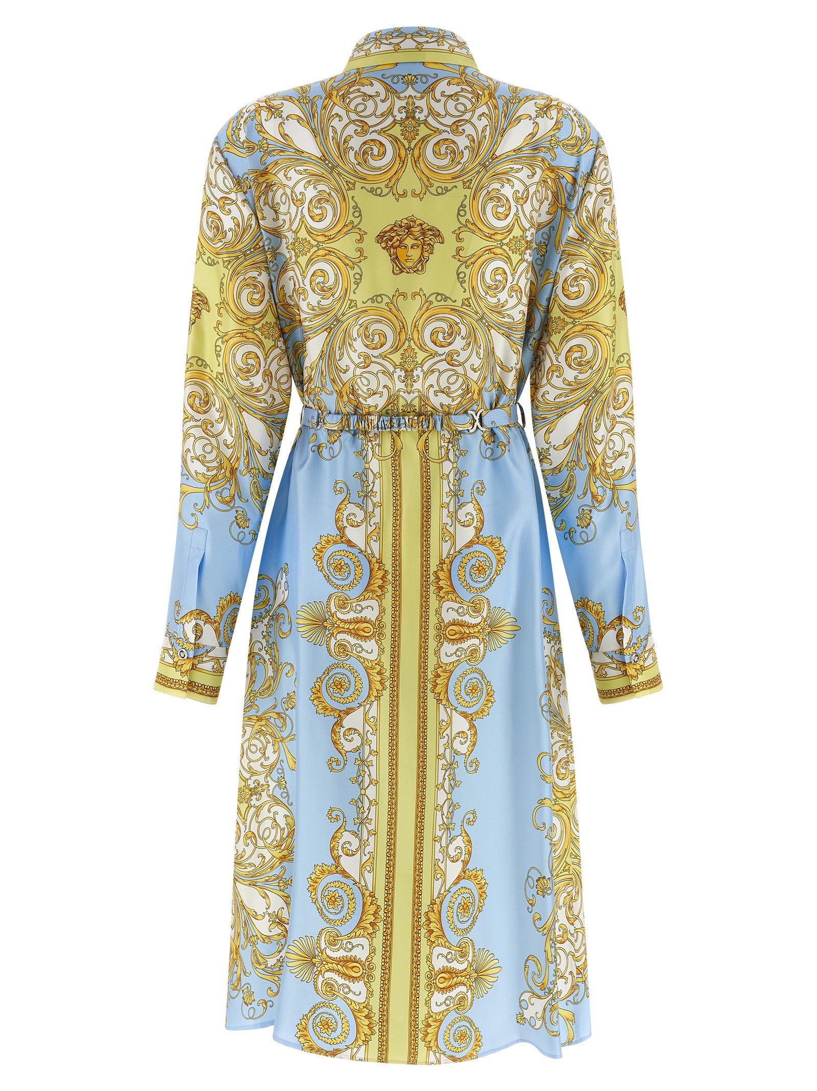 Versace Blue Silk Midi Dress Versace