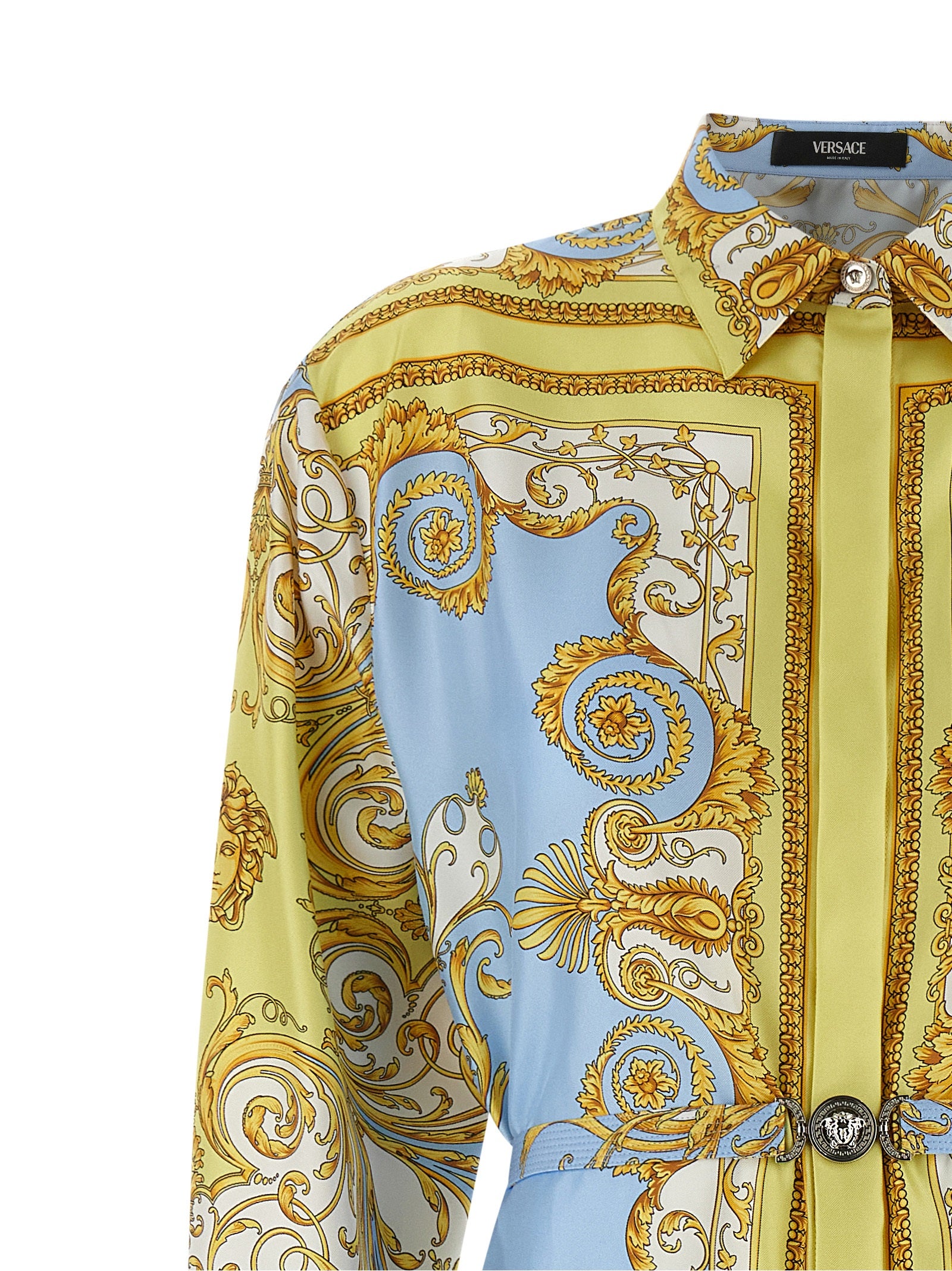 Versace Blue Silk Midi Dress Versace