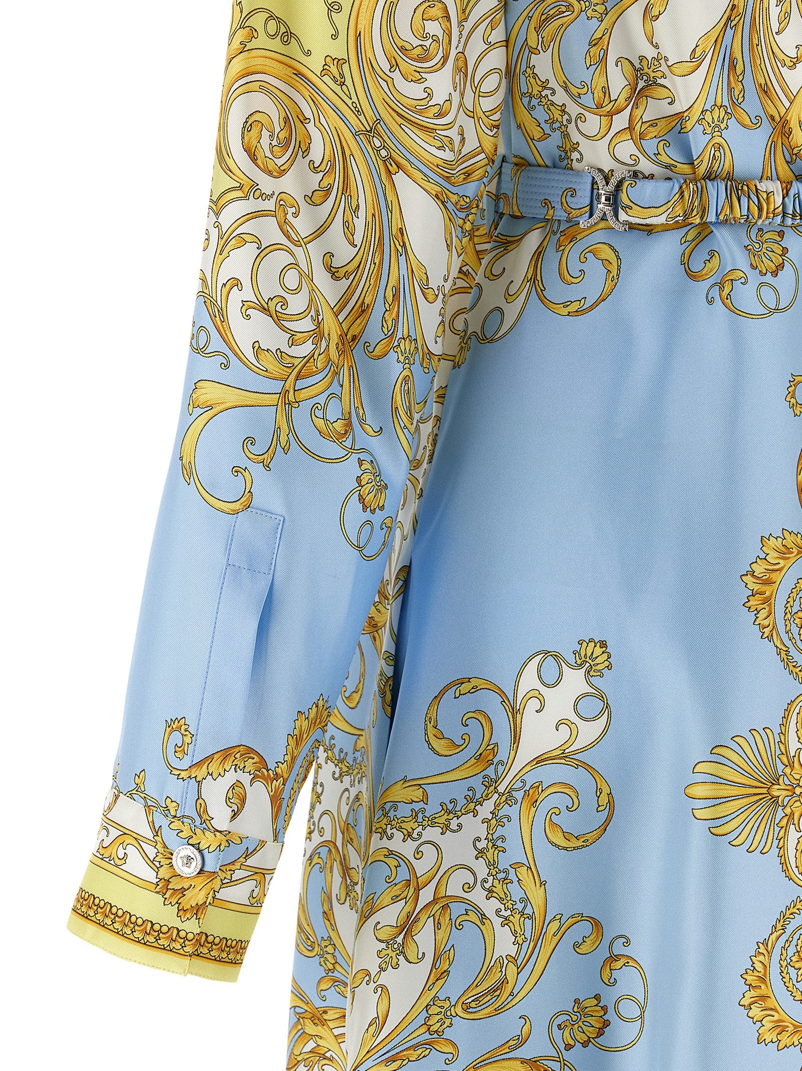 Versace Blue Silk Midi Dress Versace
