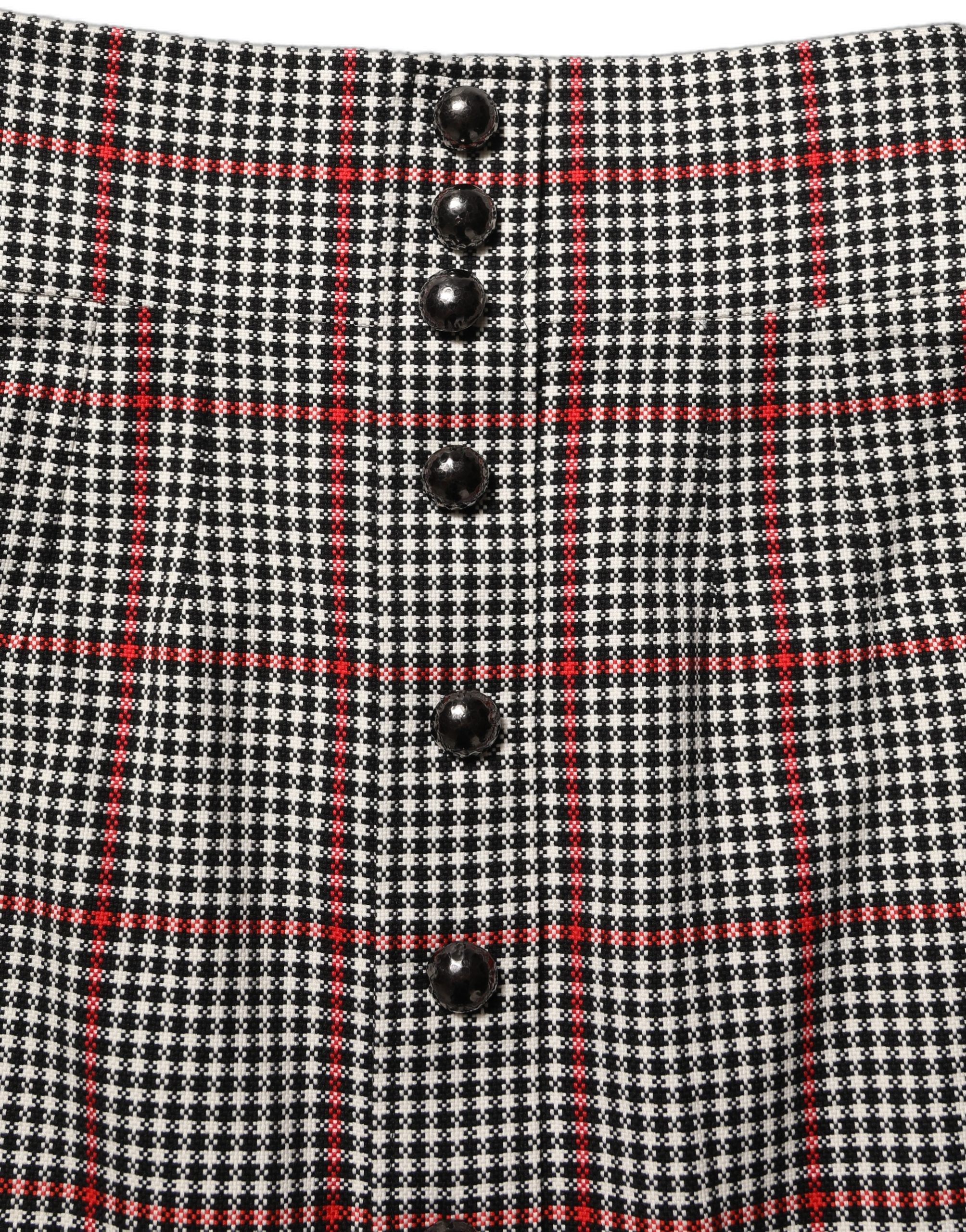 Dolce & Gabbana Gray Checkered High Waist A-line Mini Skirt Dolce & Gabbana