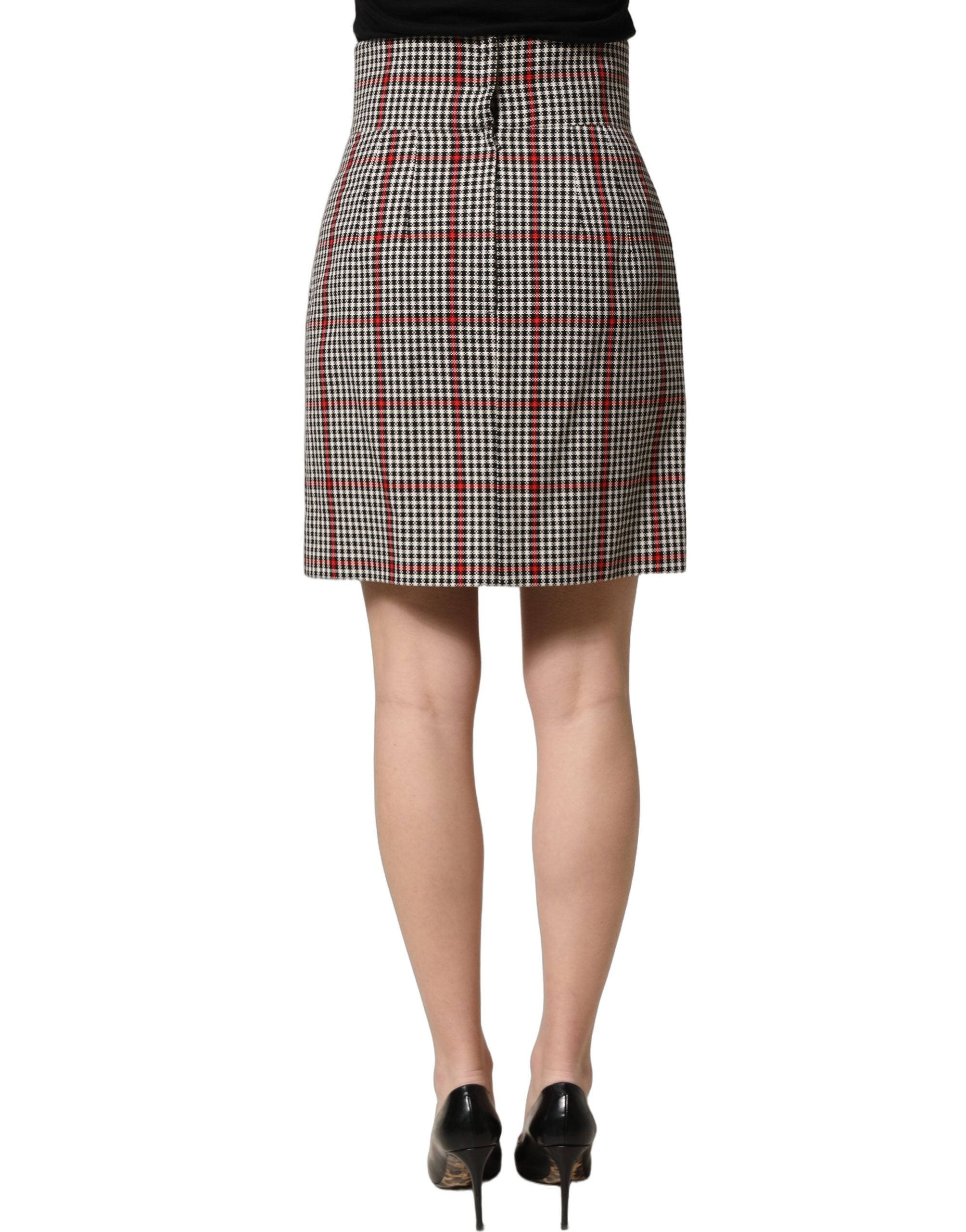 Dolce & Gabbana Gray Checkered High Waist A-line Mini Skirt Dolce & Gabbana
