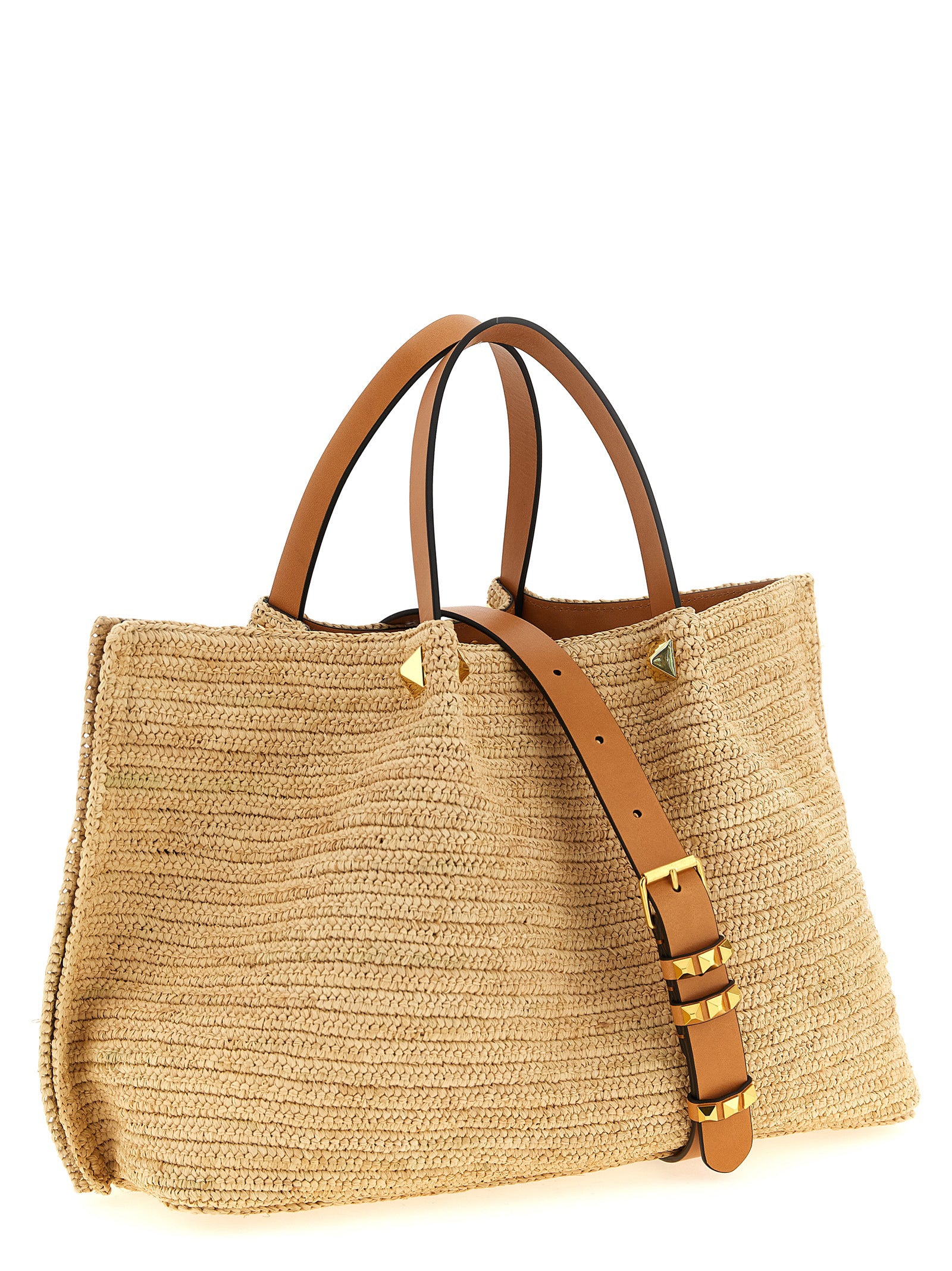Valentino Garavani Beige Straw Tote Bag Valentino Garavani